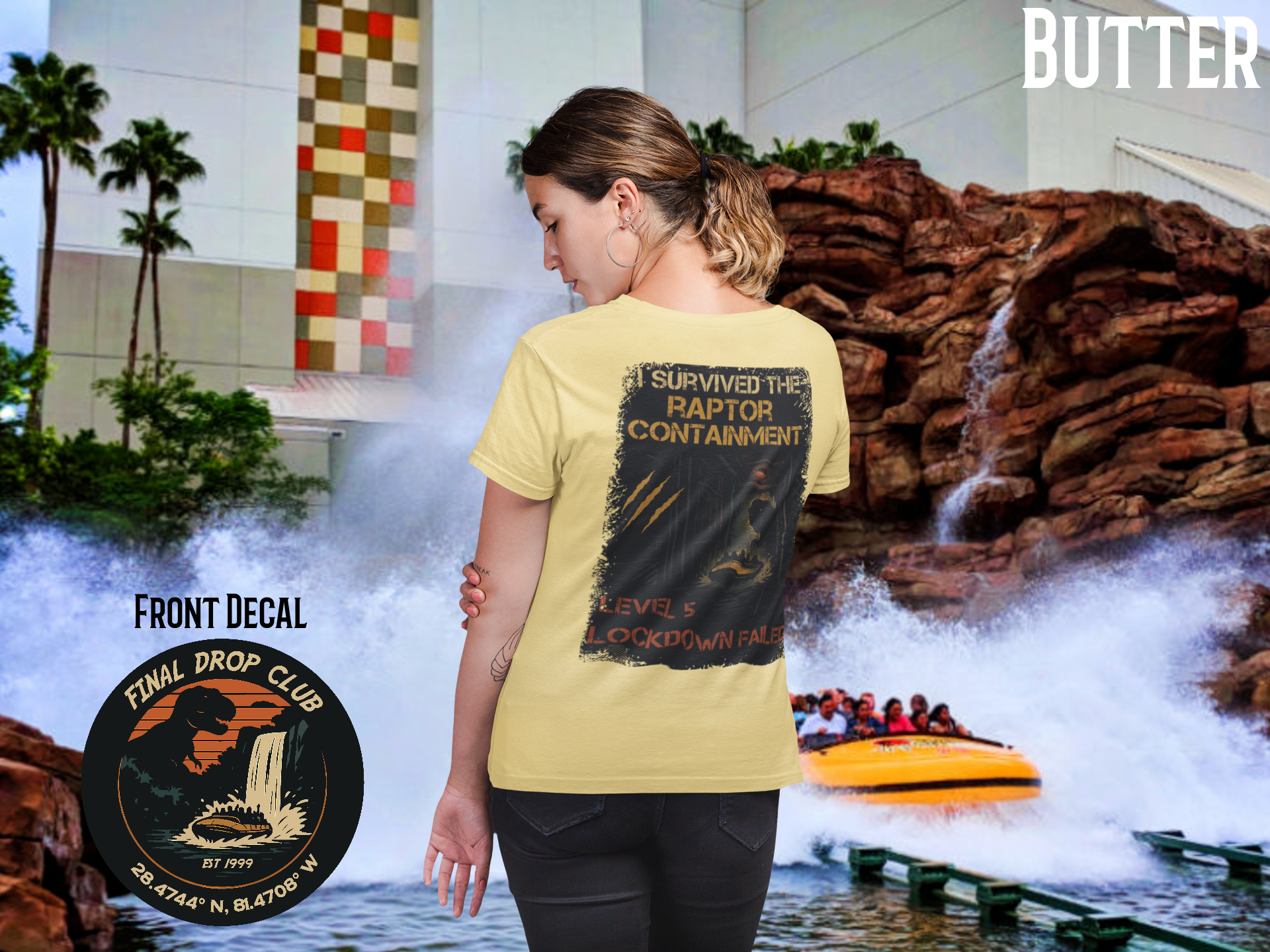 Jurassic River Adventure Shirt- Raptor Containment Zone Survivor Tee