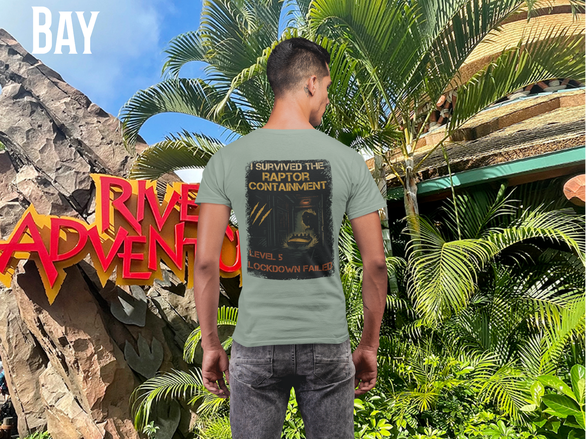 Jurassic River Adventure Shirt- Raptor Containment Zone Survivor Tee