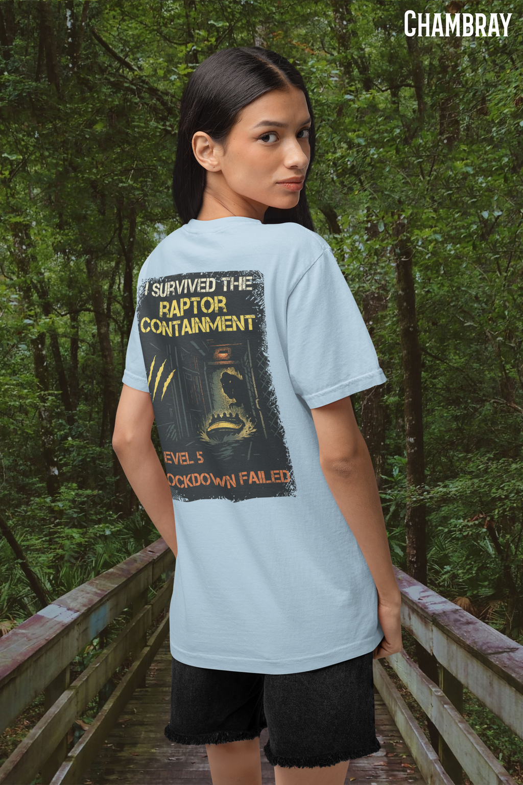 Jurassic River Adventure Shirt- Raptor Containment Zone Survivor Tee