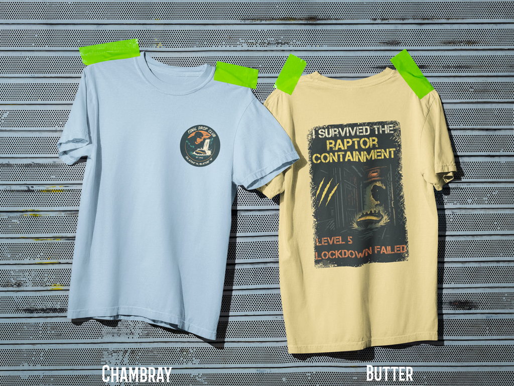 Jurassic River Adventure Shirt- Raptor Containment Zone Survivor Tee