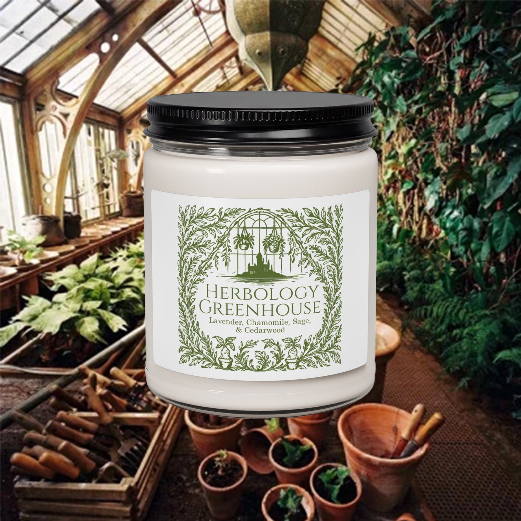 Herbology Greenhouse- Lavender Chamomile Soy Candle, Botanical Greenhouse Scent