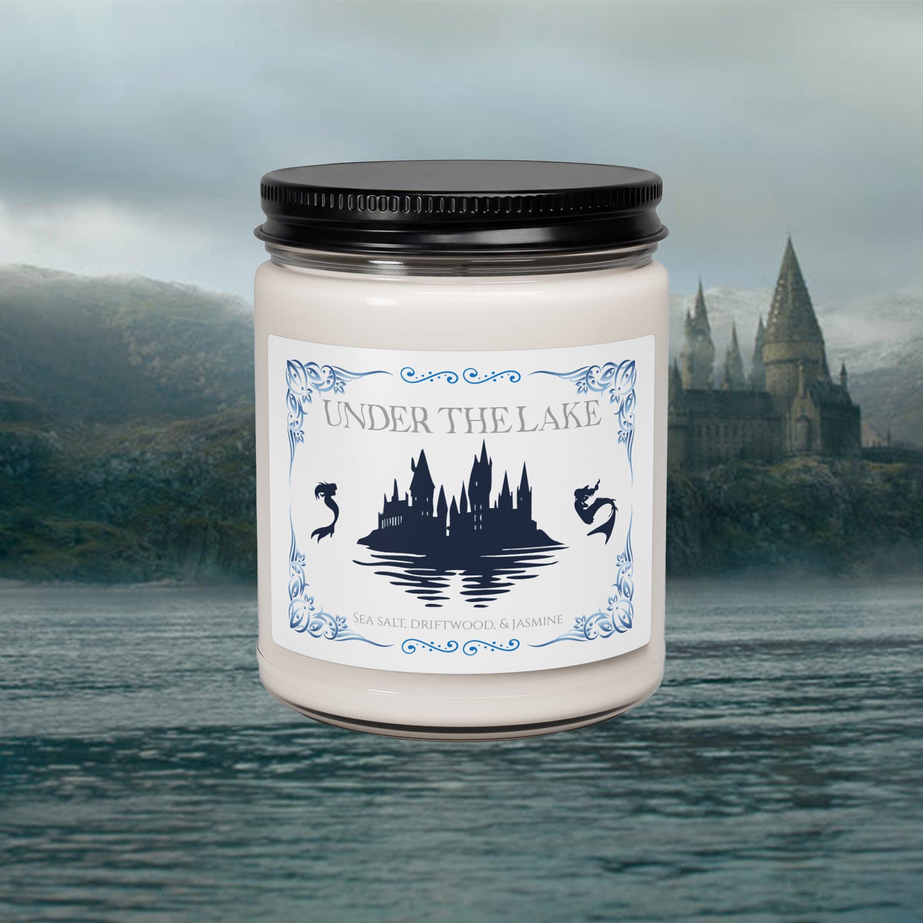 Under the Lake- Sea Salt, Jasmine, & Driftwood Soy Candle, Magical Water Scent