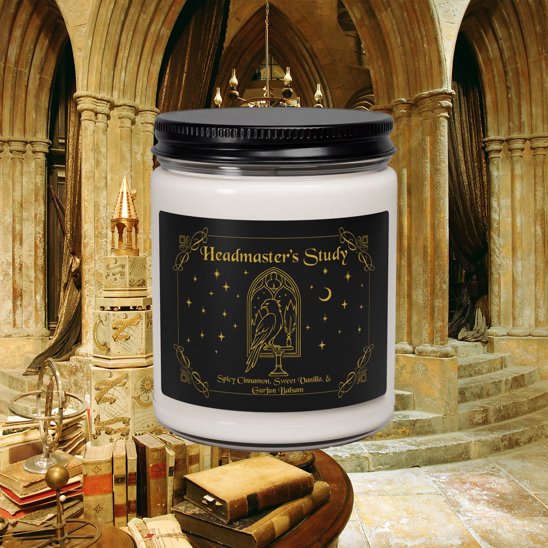 Headmaster's Study- Cinnamon Vanilla Balsam Soy Candle, Magical Library Scent