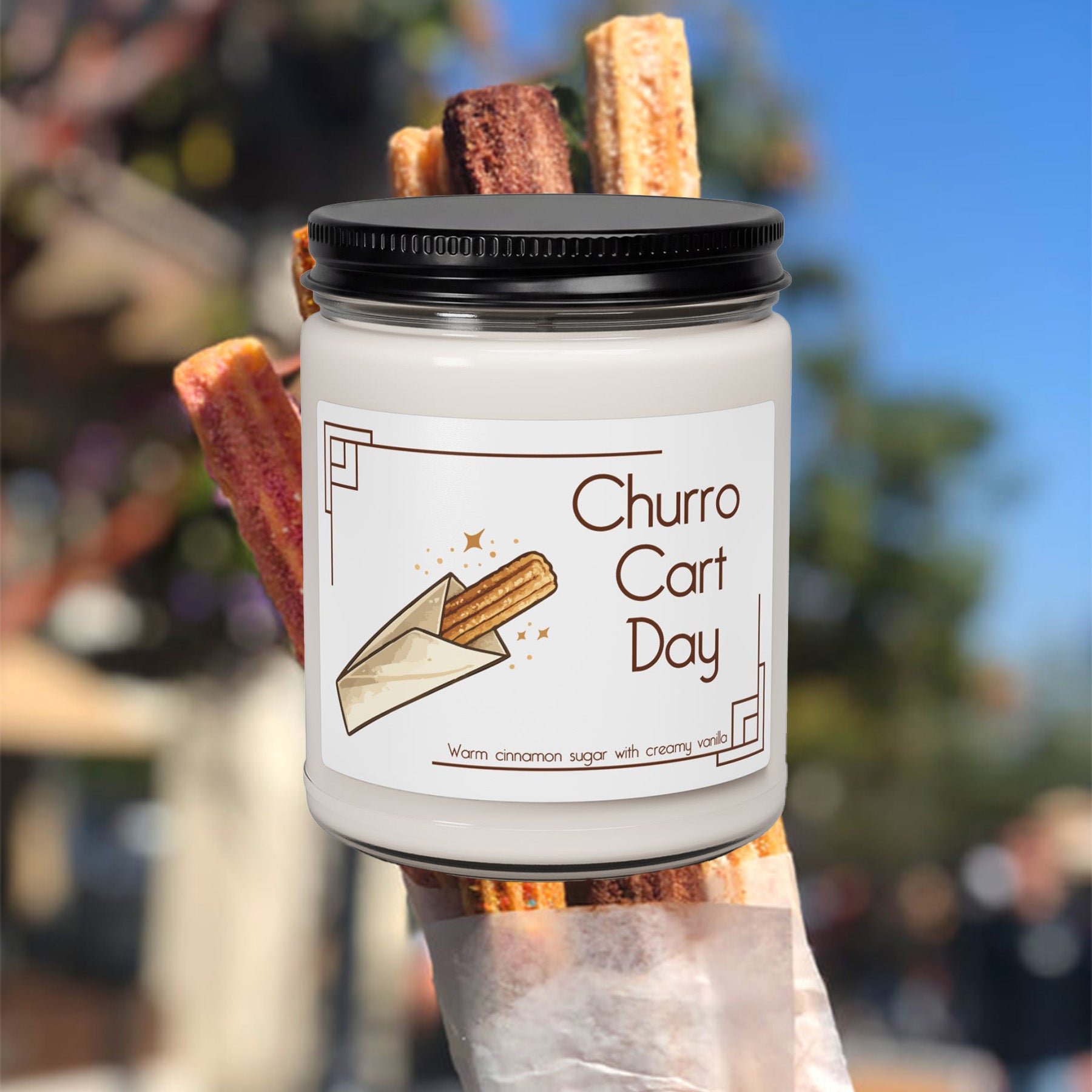 Churro Cart Day- Cinnamon Vanilla Soy Candle, Park Day Scent