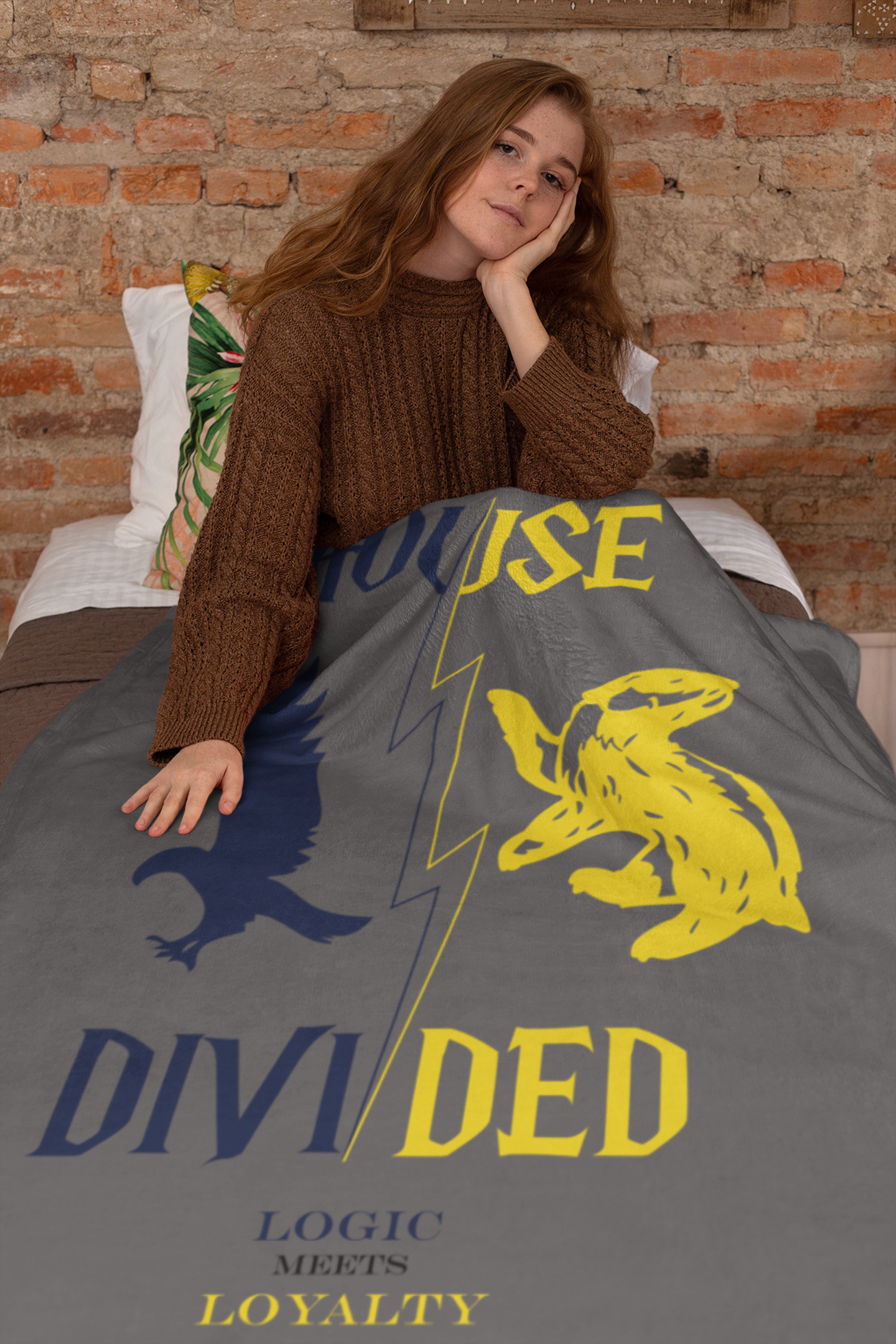 House Divided Raven + Badger Rivalry Blanket- Logic Meets Loyalty Cozy Wizardcore Throw (50x60)