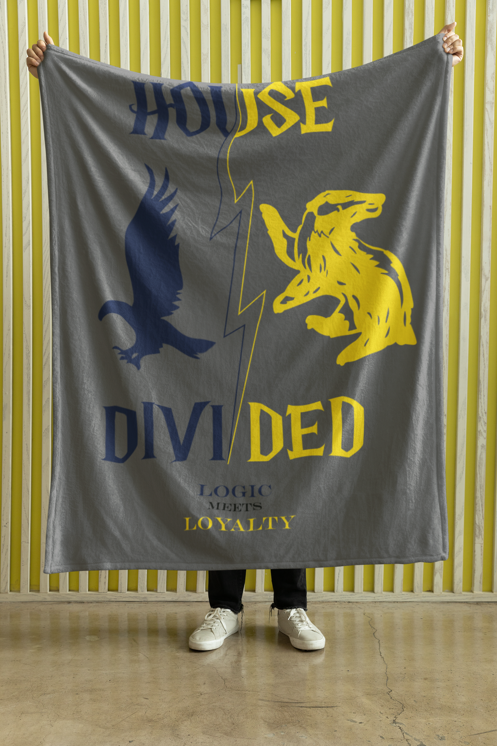 House Divided Raven + Badger Rivalry Blanket- Logic Meets Loyalty Cozy Wizardcore Throw (50x60)