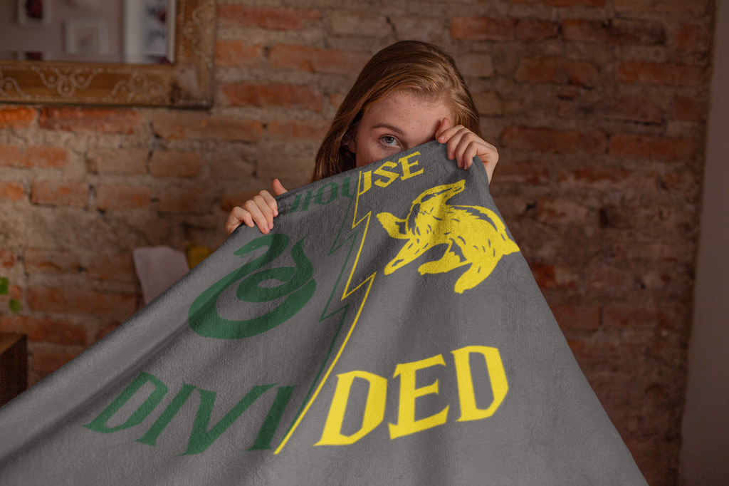 House Divided Serpent + Badger Rivalry Blanket- Edge Meets Empathy Cozy Wizardcore Throw (50x60)