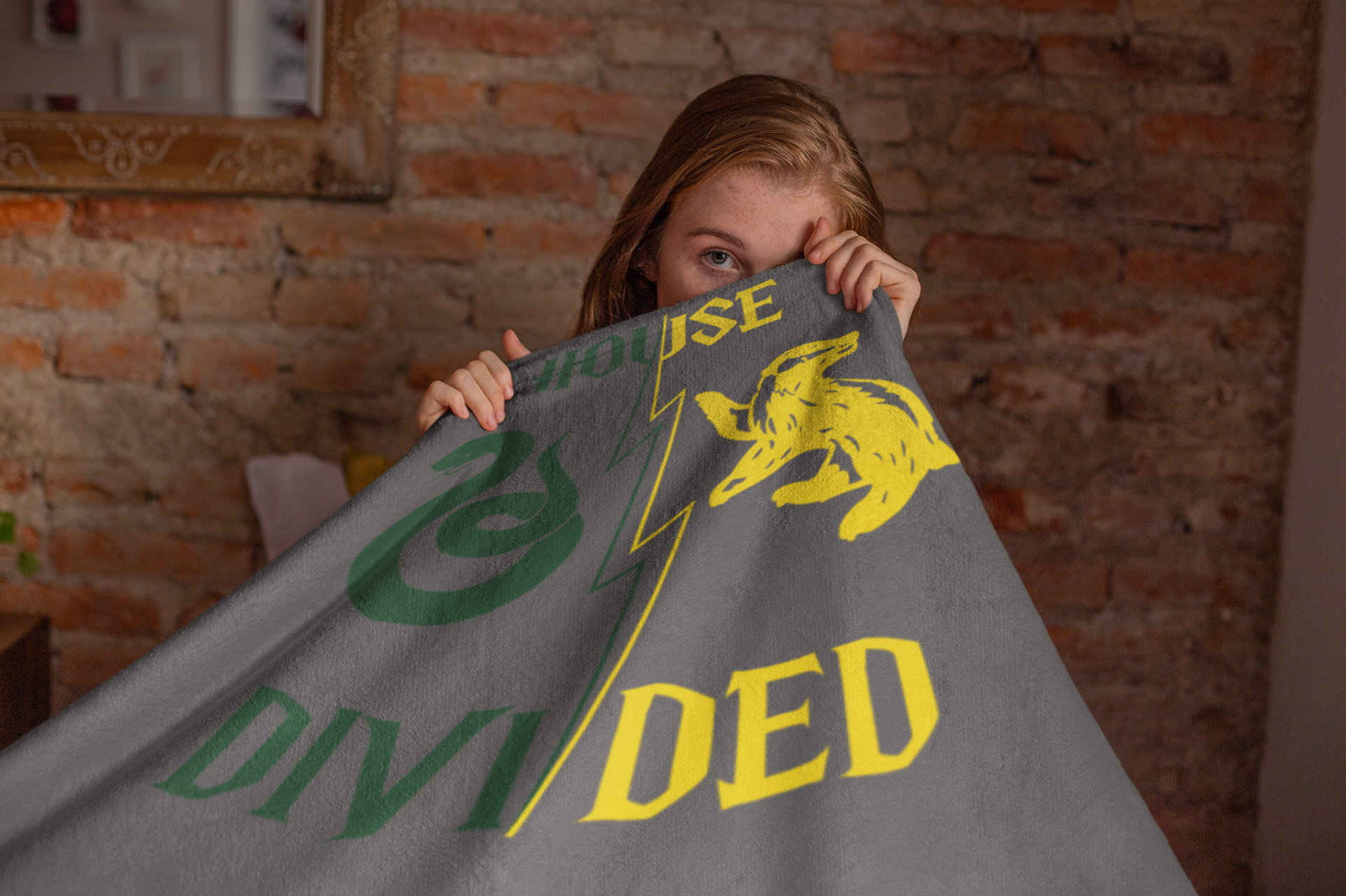 House Divided Serpent + Badger Rivalry Blanket- Edge Meets Empathy Cozy Wizardcore Throw (50x60)