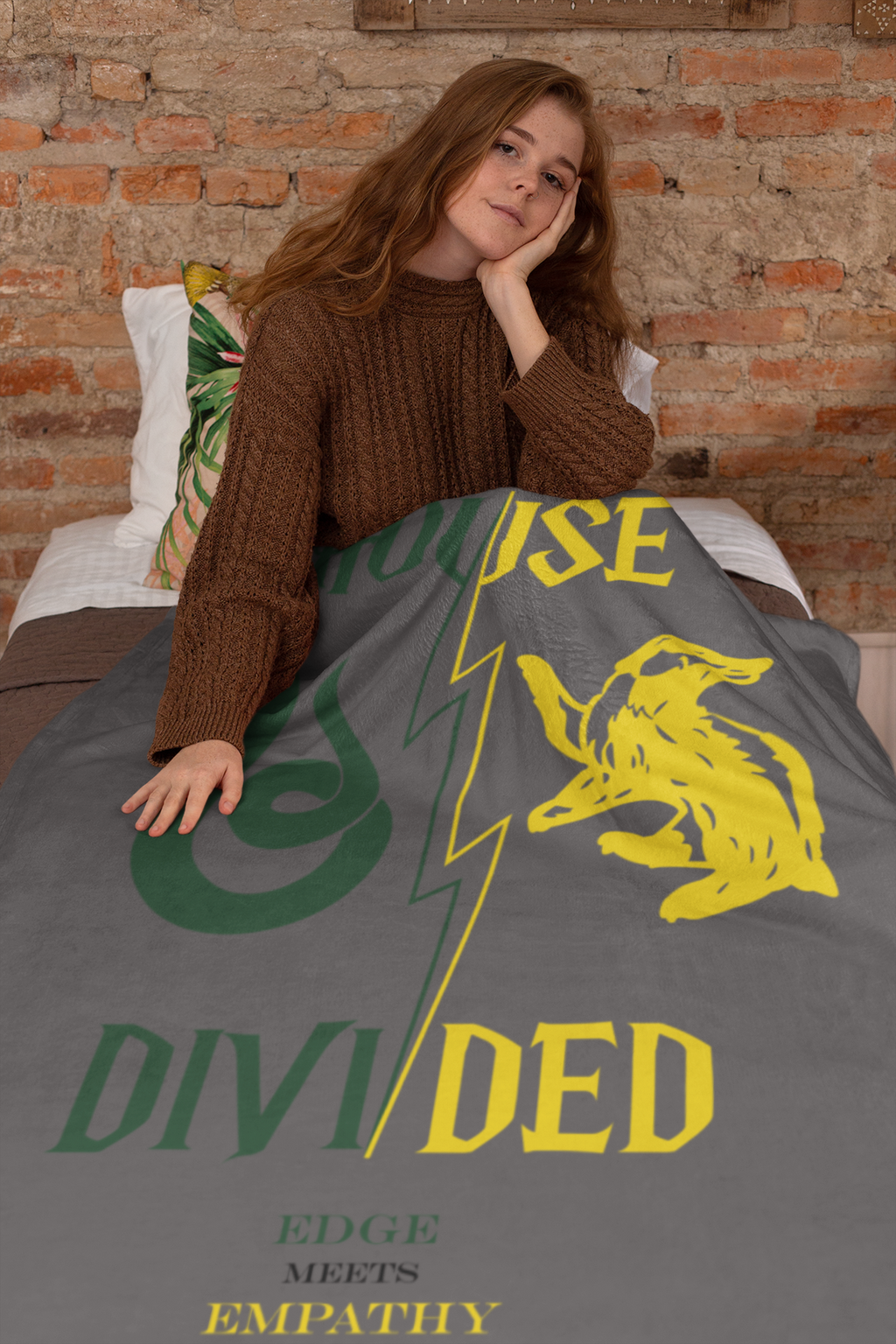 House Divided Serpent + Badger Rivalry Blanket- Edge Meets Empathy Cozy Wizardcore Throw (50x60)