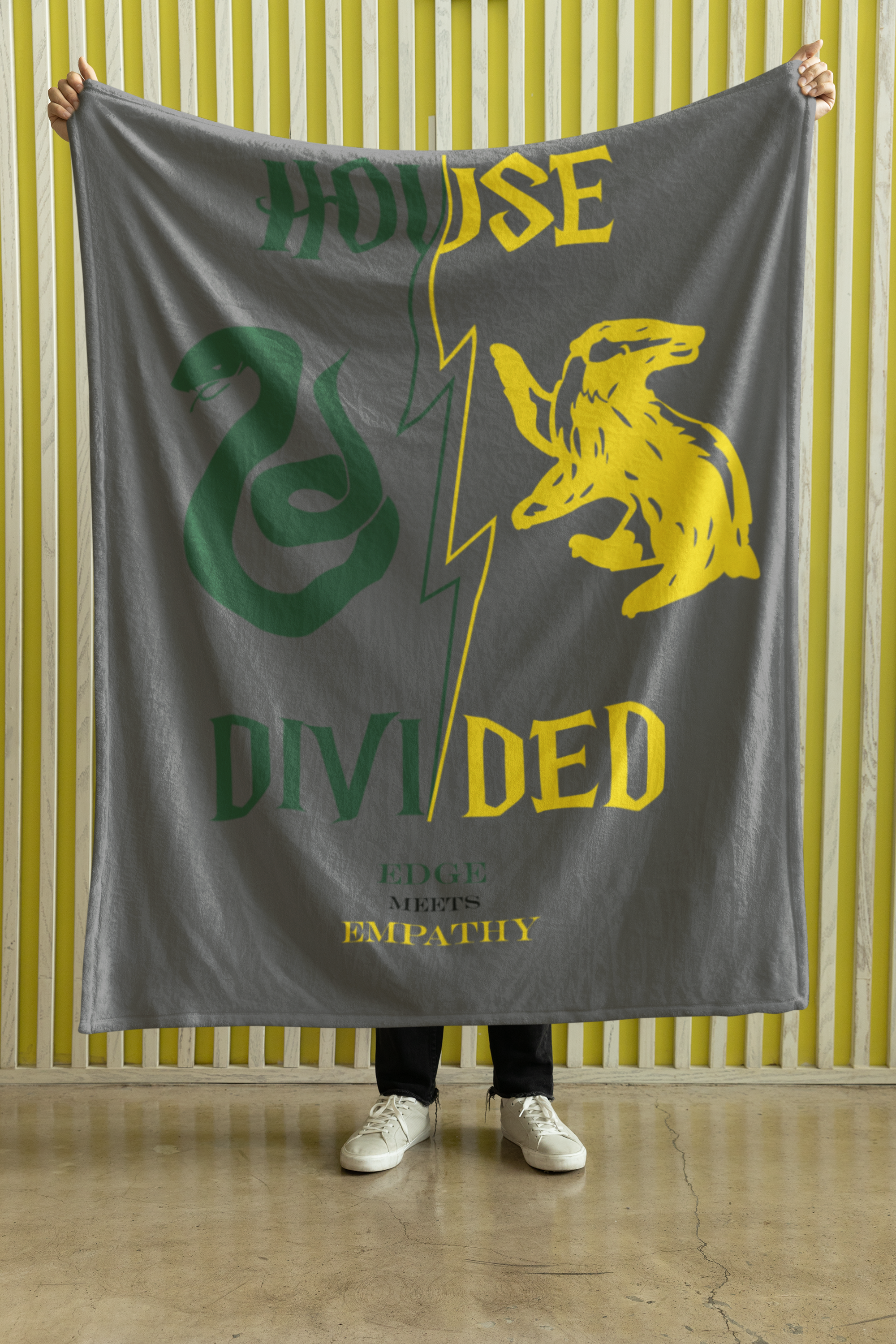 House Divided Serpent + Badger Rivalry Blanket- Edge Meets Empathy Cozy Wizardcore Throw (50x60)