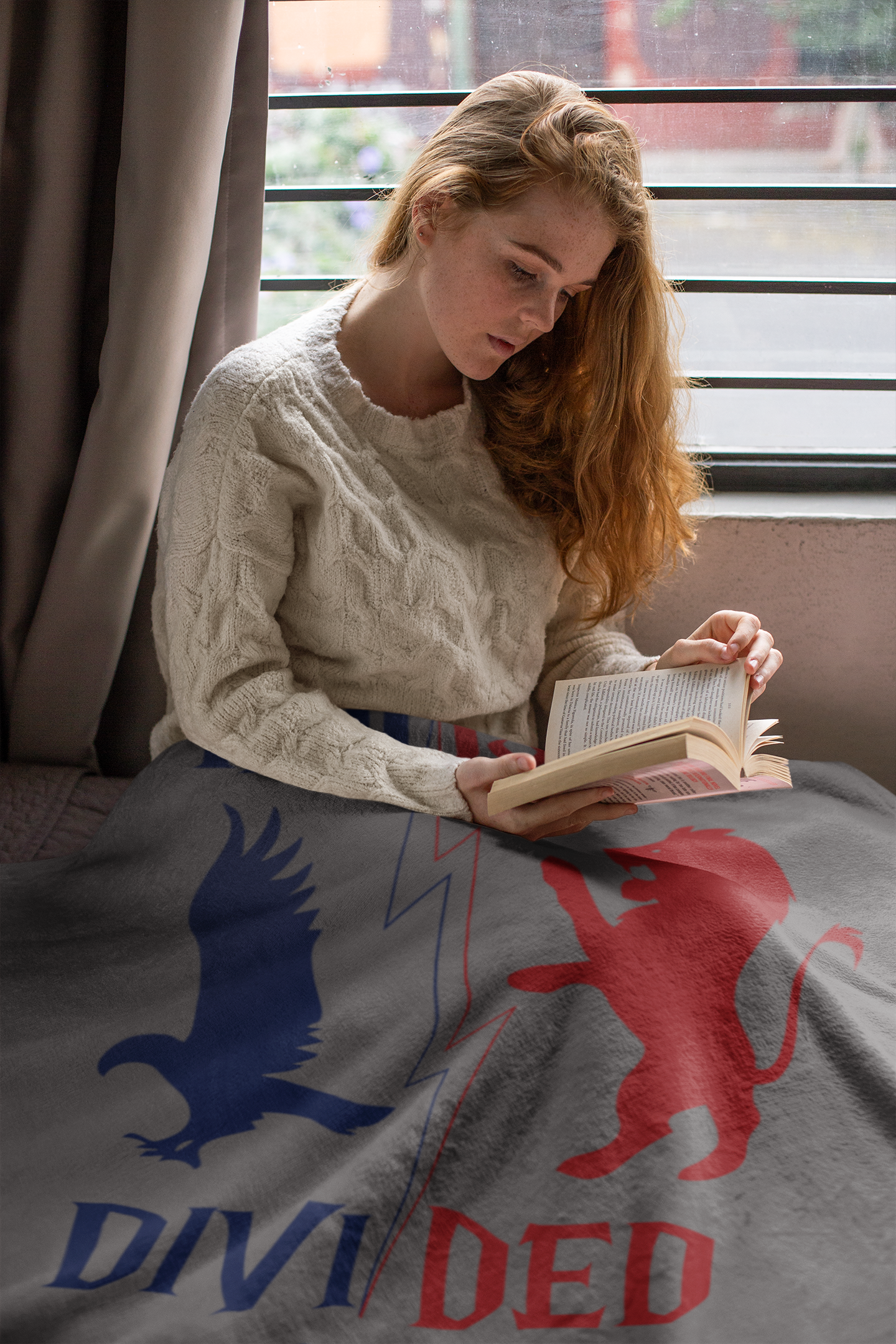 House Divided Raven + Lion Rivalry Blanket- Brilliance Meets Bravery Cozy Wizardcore Throw (50x60)