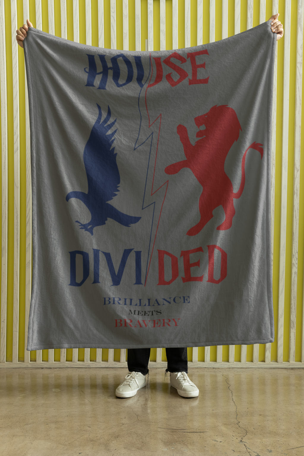 House Divided Raven + Lion Rivalry Blanket- Brilliance Meets Bravery Cozy Wizardcore Throw (50x60)