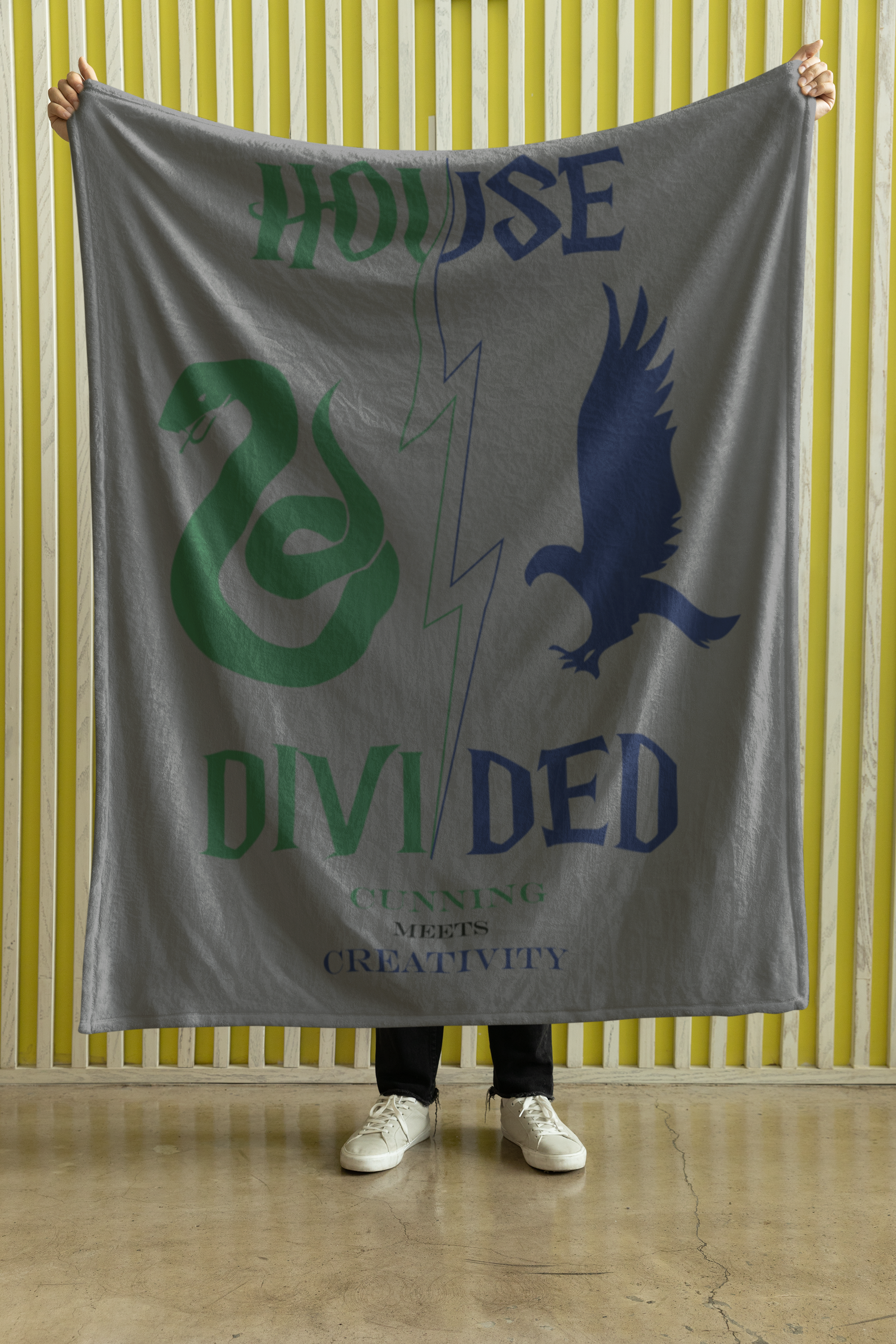 House Divided Serpent + Raven Rivalry Blanket- Cunning Meets Creativity Wizardcore Cozy Throw (50x60)
