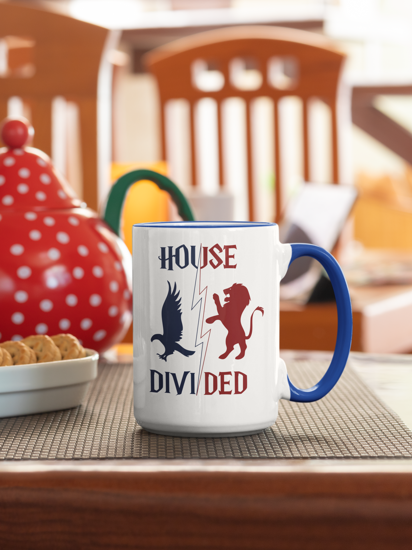 House Divided Rivalry Mug- Lion + Raven Wizardcore Couple Mug (15oz)