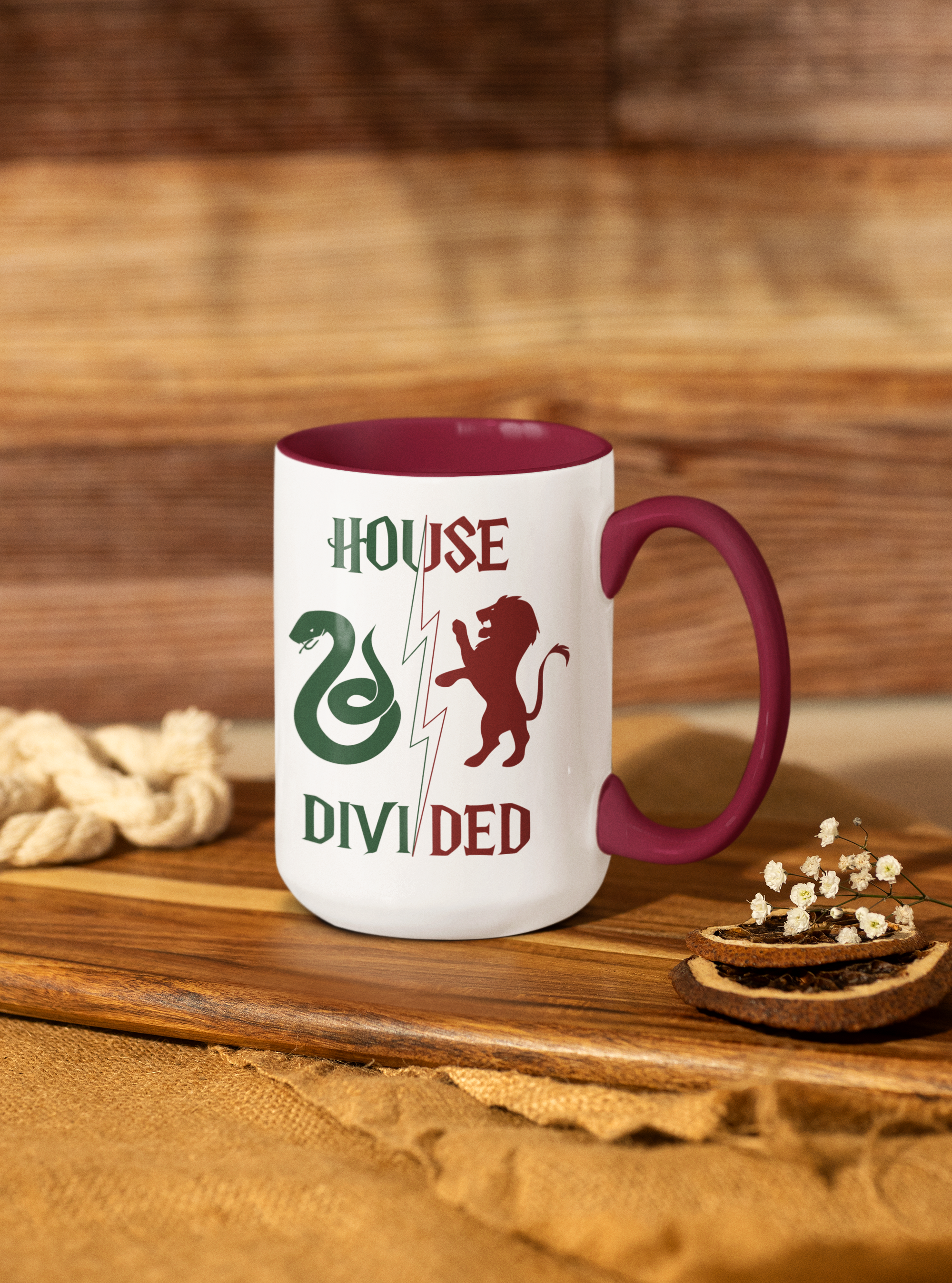 House Divided Rivalry Mug- Serpent + Lion Wizardcore Couple Mug (15oz)