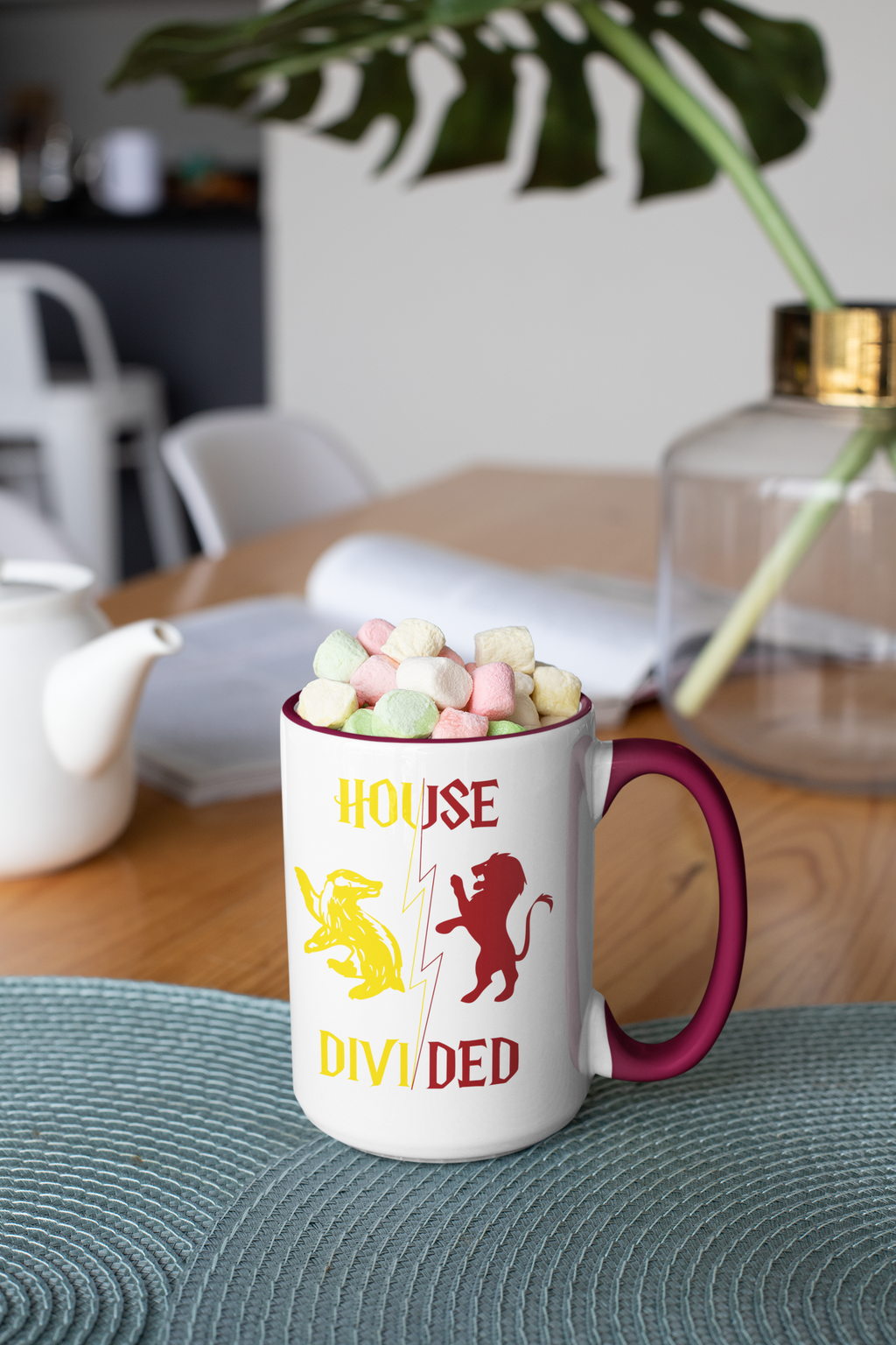 House Divided Rivalry Mug- Lion + Badger Wizardcore Couple Mug (15oz)