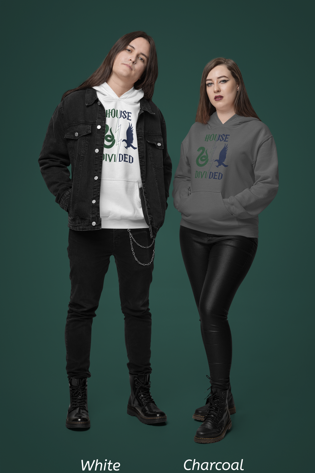 House Divided Rivalry Hoodie- Serpent + Raven Wizardcore Couple Hoodie