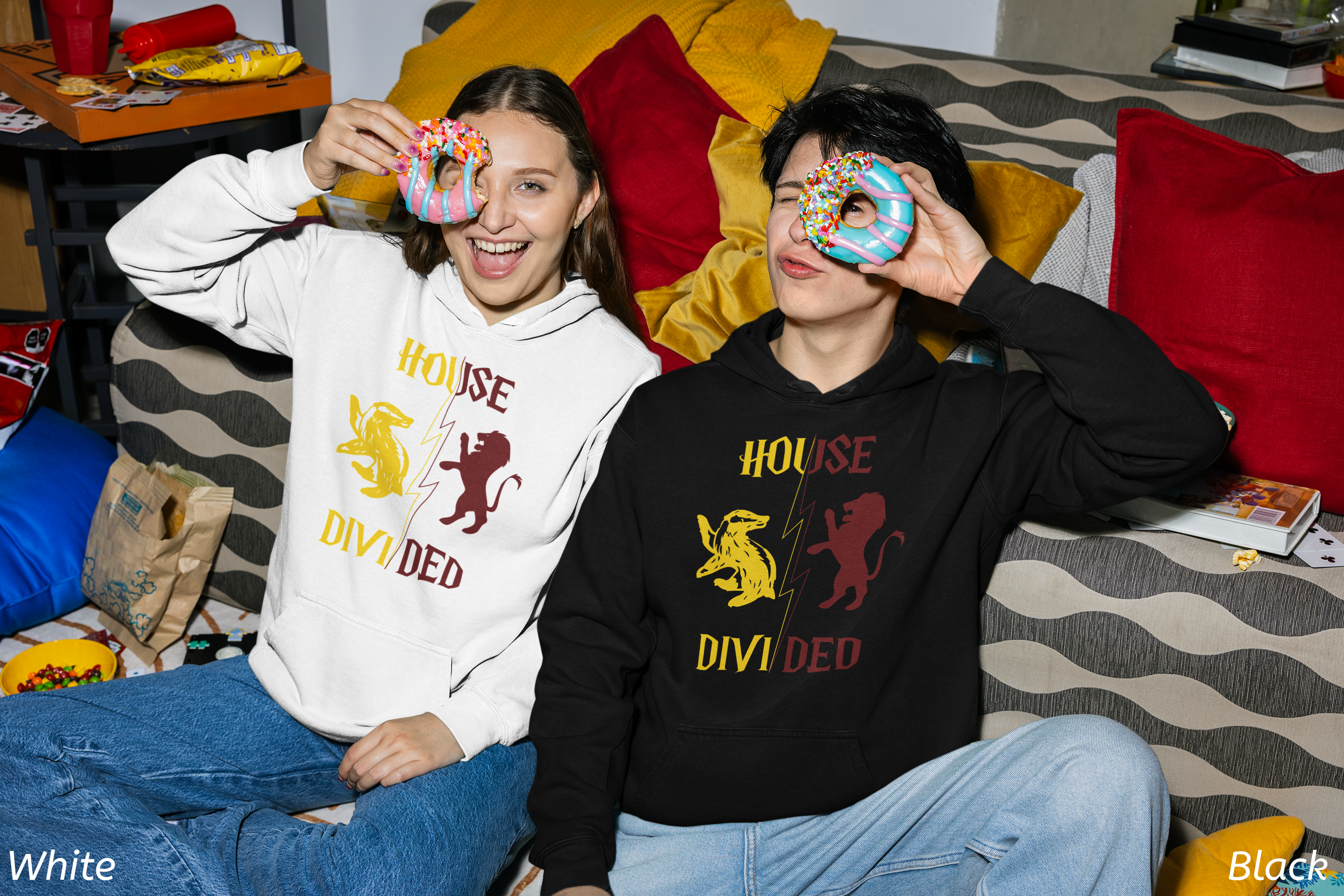 House Divided Rivalry Hoodie- Badger + Lion Wizardcore Couple Hoodie