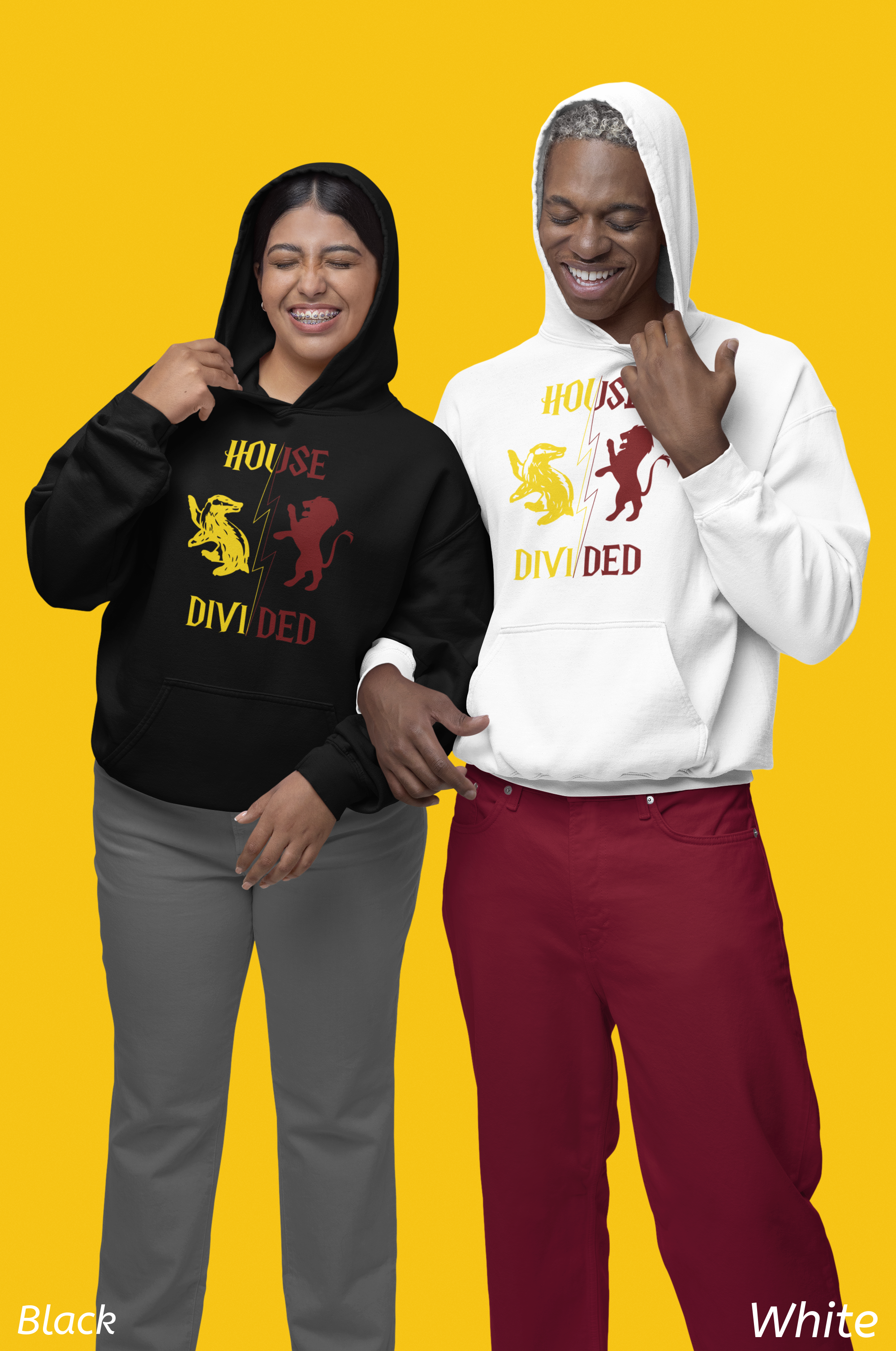House Divided Rivalry Hoodie- Badger + Lion Wizardcore Couple Hoodie