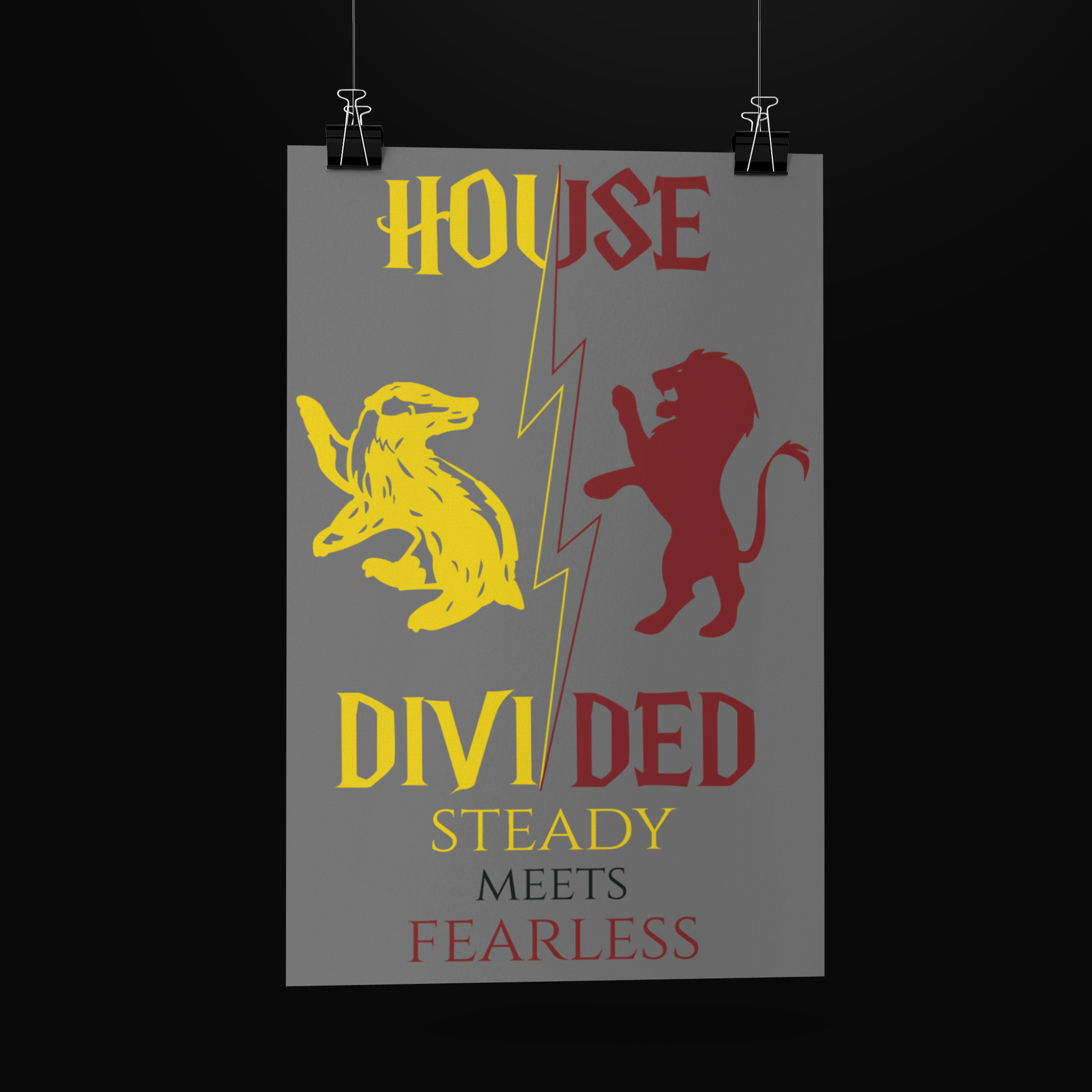 House Divided Rivalry Poster - Badger + Lion 11x17 Wall Art