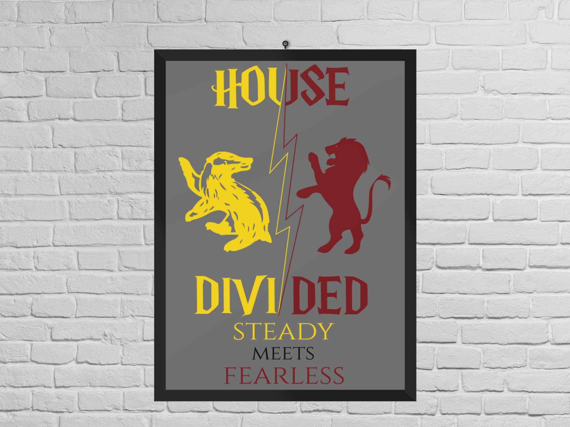 House Divided Rivalry Poster - Badger + Lion 11x17 Wall Art