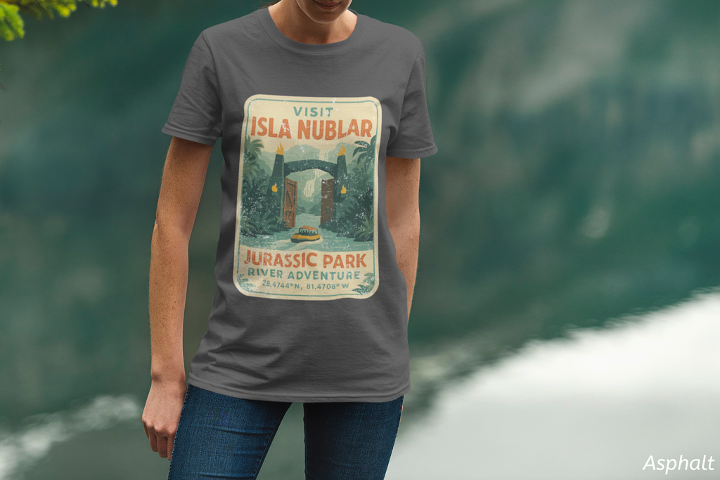 Visit Isla Nublar Shirt- River Adventure Ride Tee, Vintage Travel Poster Style