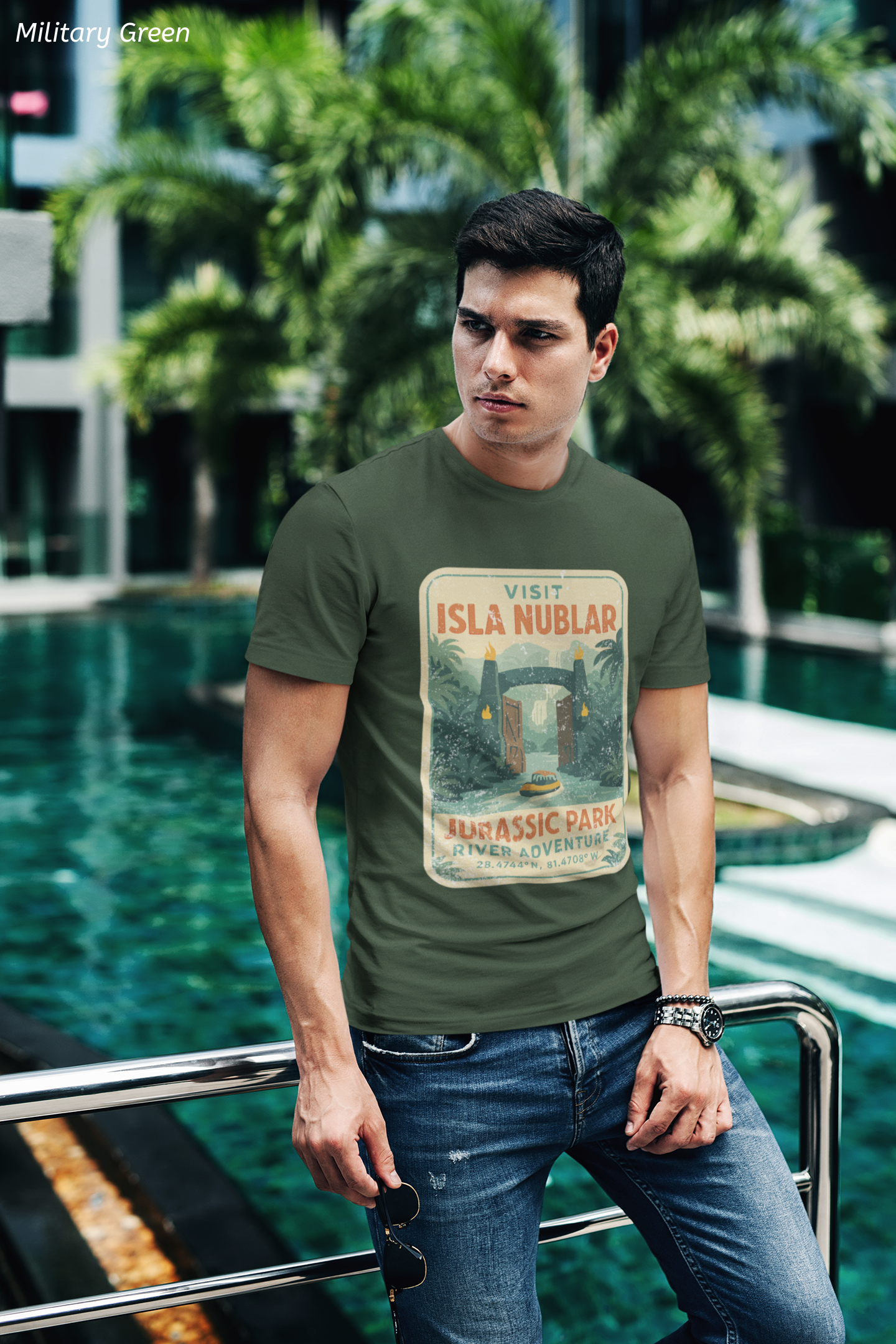 Visit Isla Nublar Shirt- River Adventure Ride Tee, Vintage Travel Poster Style