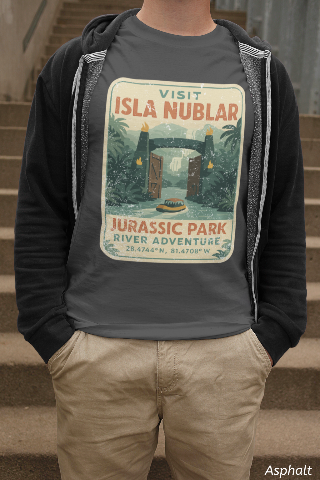 Visit Isla Nublar Shirt- River Adventure Ride Tee, Vintage Travel Poster Style