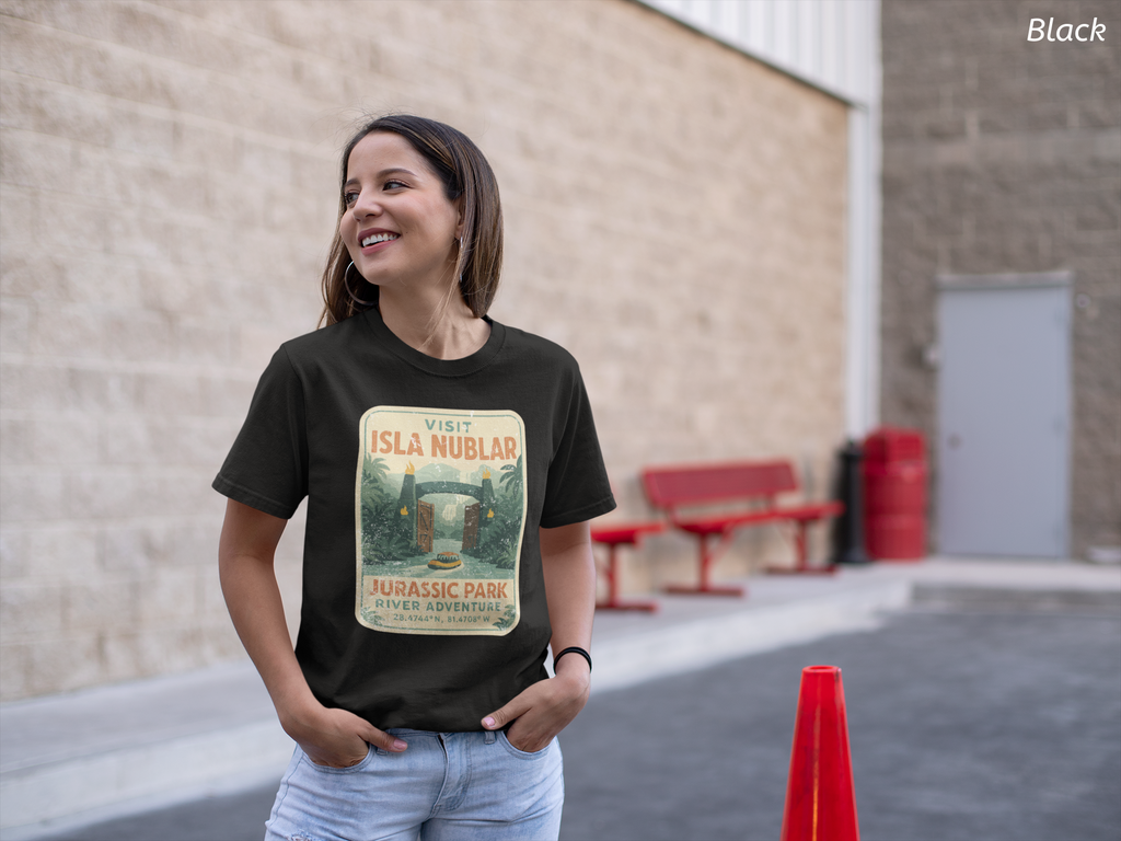 Visit Isla Nublar Shirt- River Adventure Ride Tee, Vintage Travel Poster Style