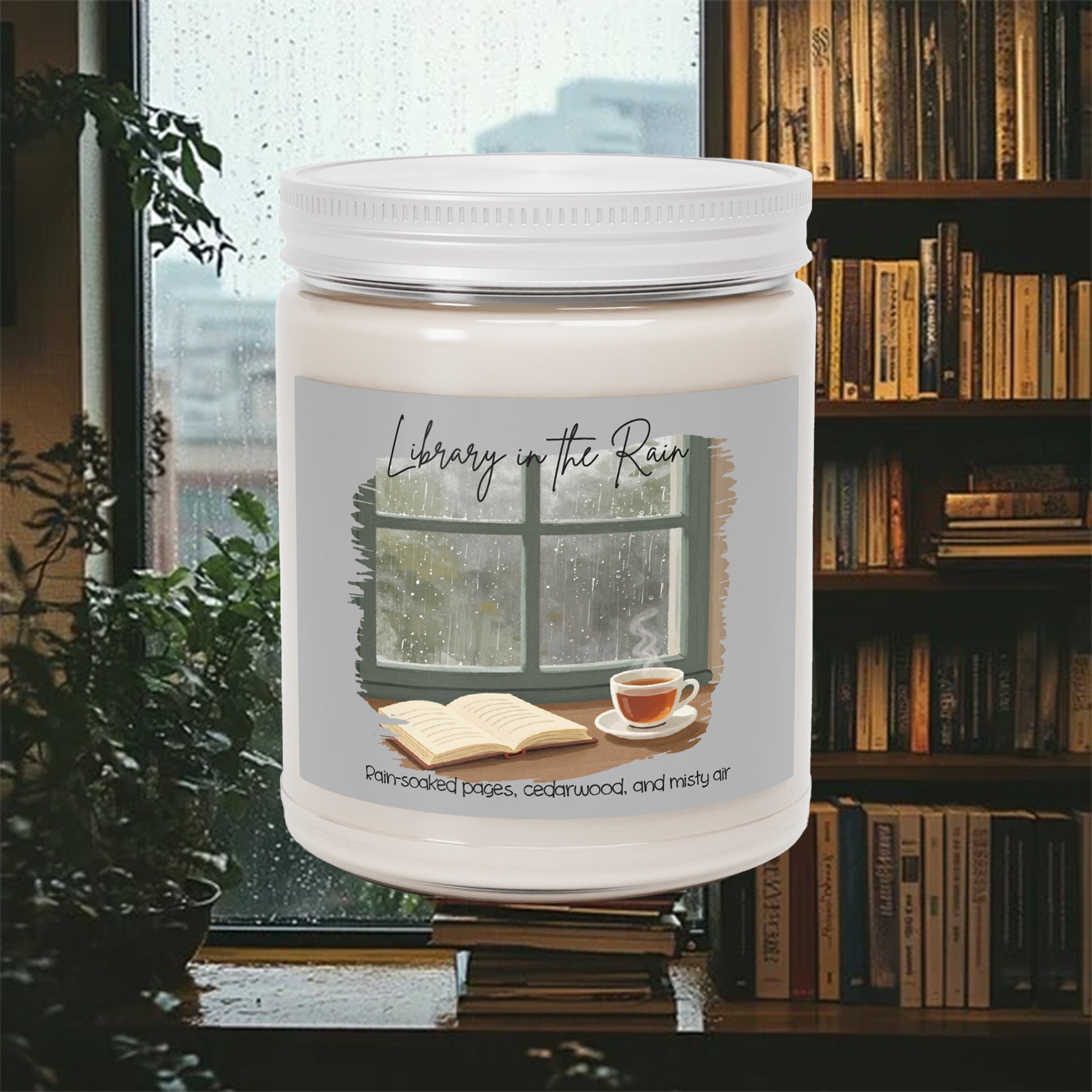 Library in the Rain Candle- Bookish Rainy Day Soy Candle for Readers