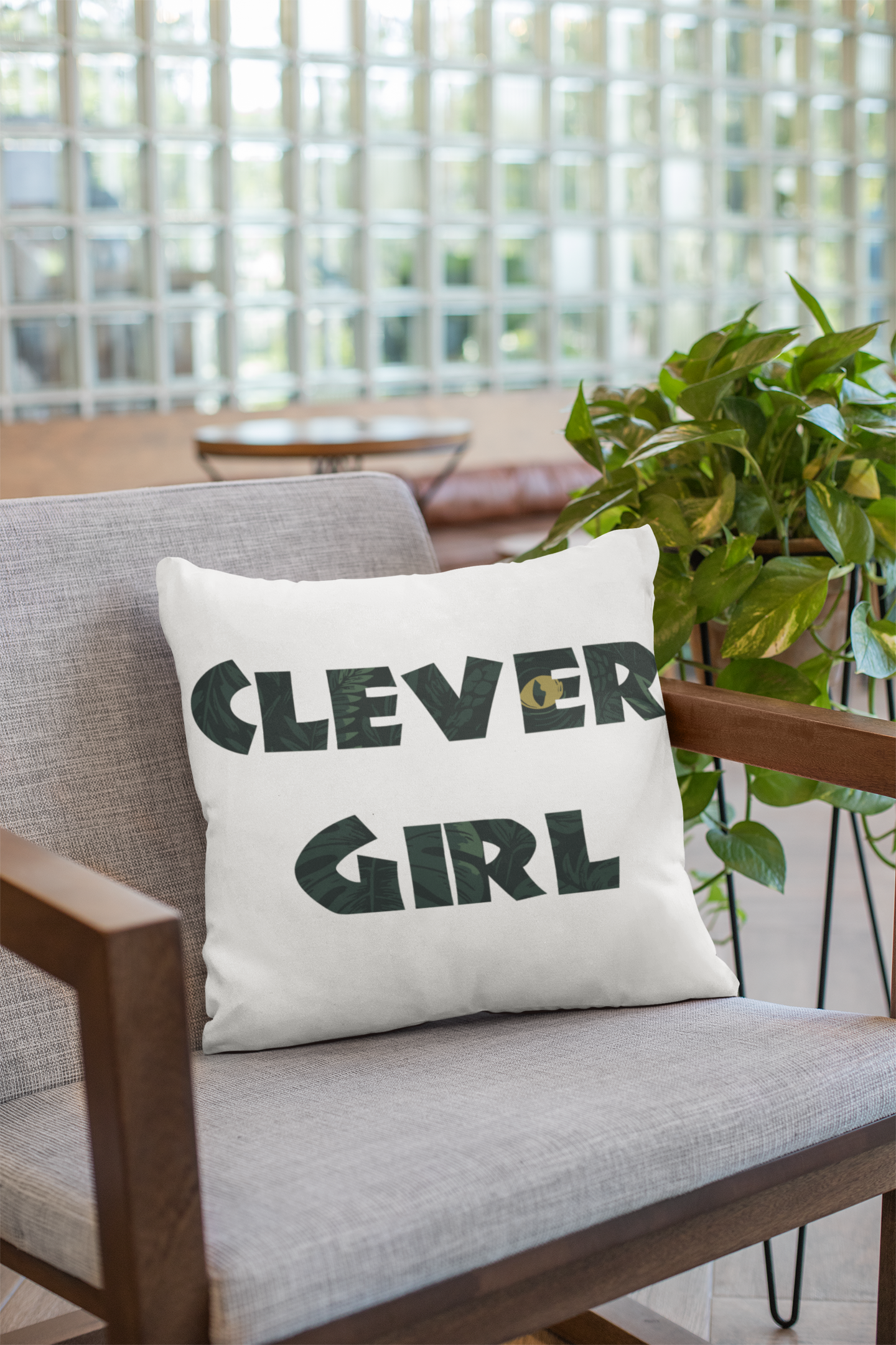 Clever Girl Pillow- Raptor Eye Jungle Throw Pillow