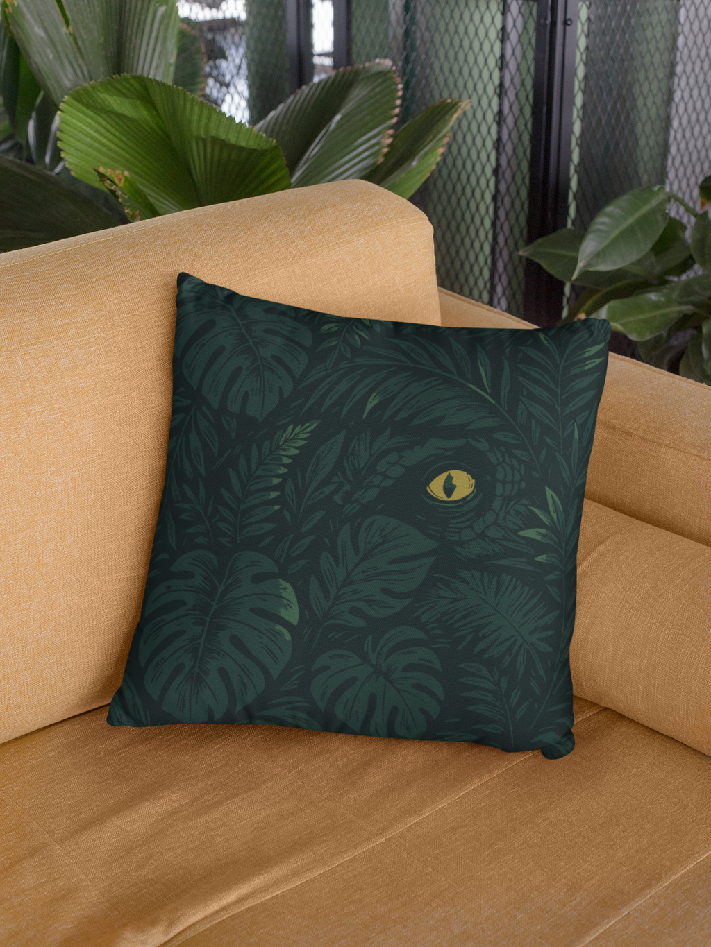 Clever Girl Pillow- Raptor Eye Jungle Throw Pillow