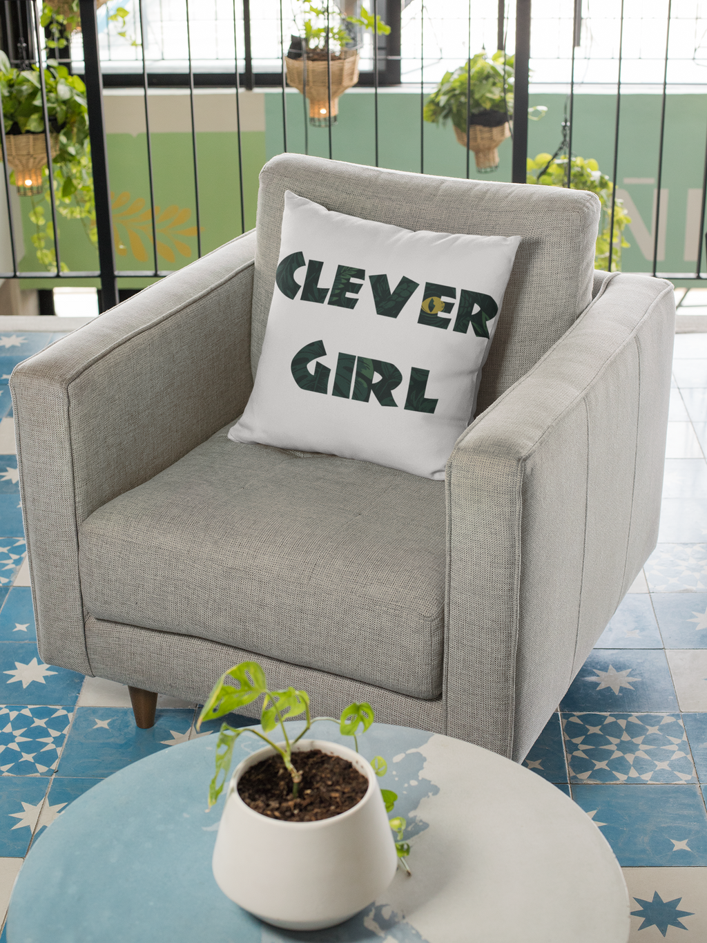 Clever Girl Pillow- Raptor Eye Jungle Throw Pillow