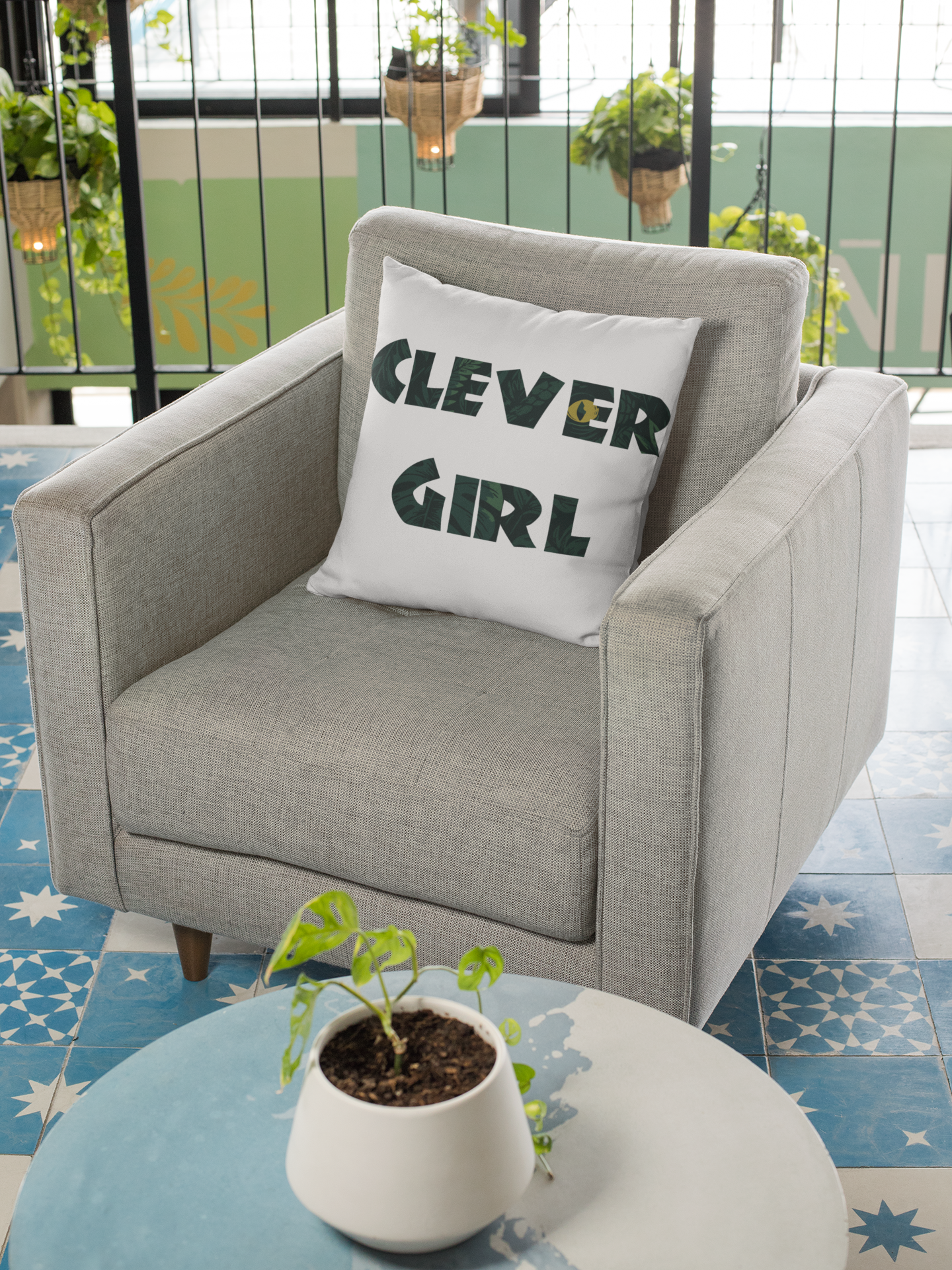 Clever Girl Pillow- Raptor Eye Jungle Throw Pillow