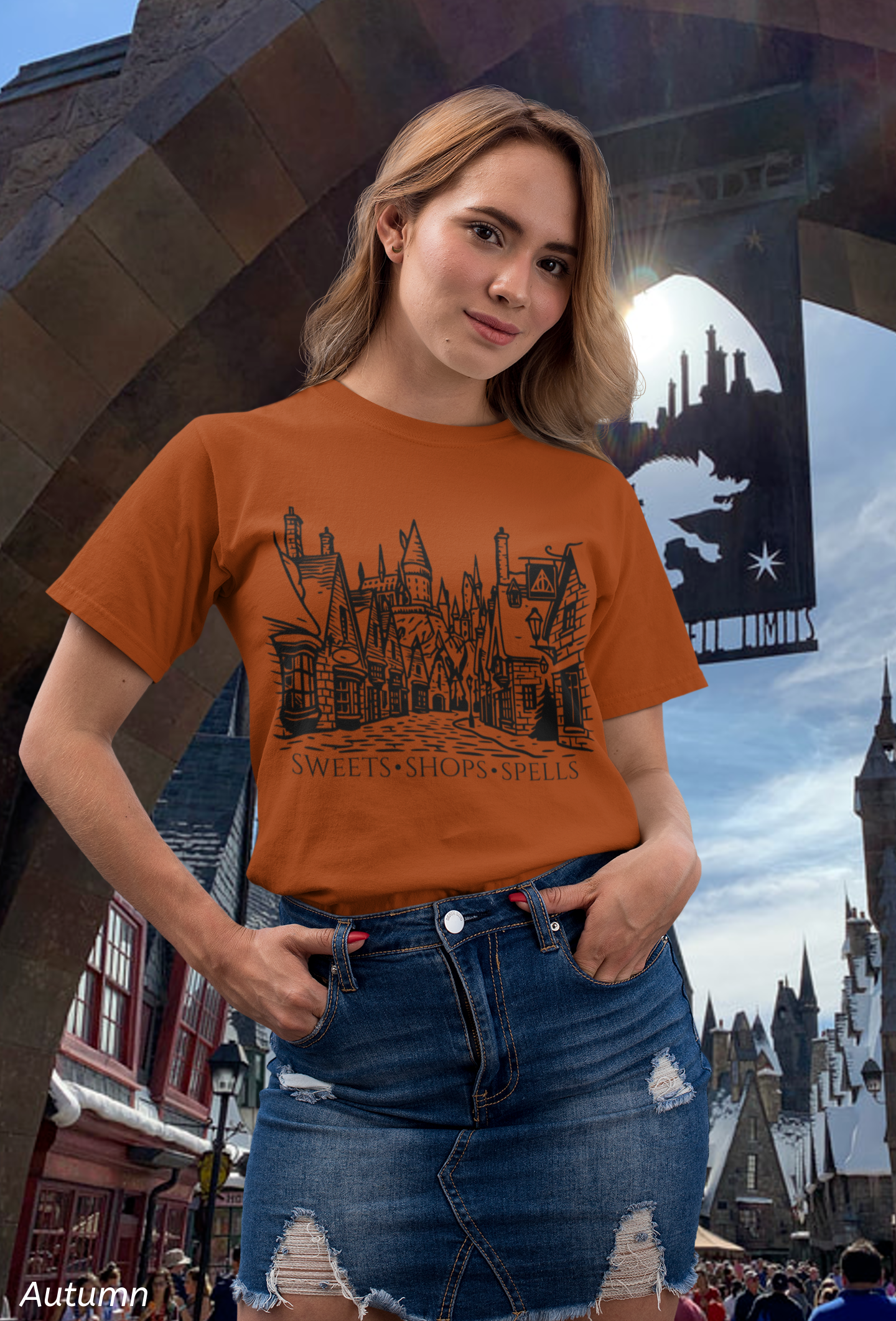 Wizard Village Poster Shirt- Sweets Shops Spells Tee