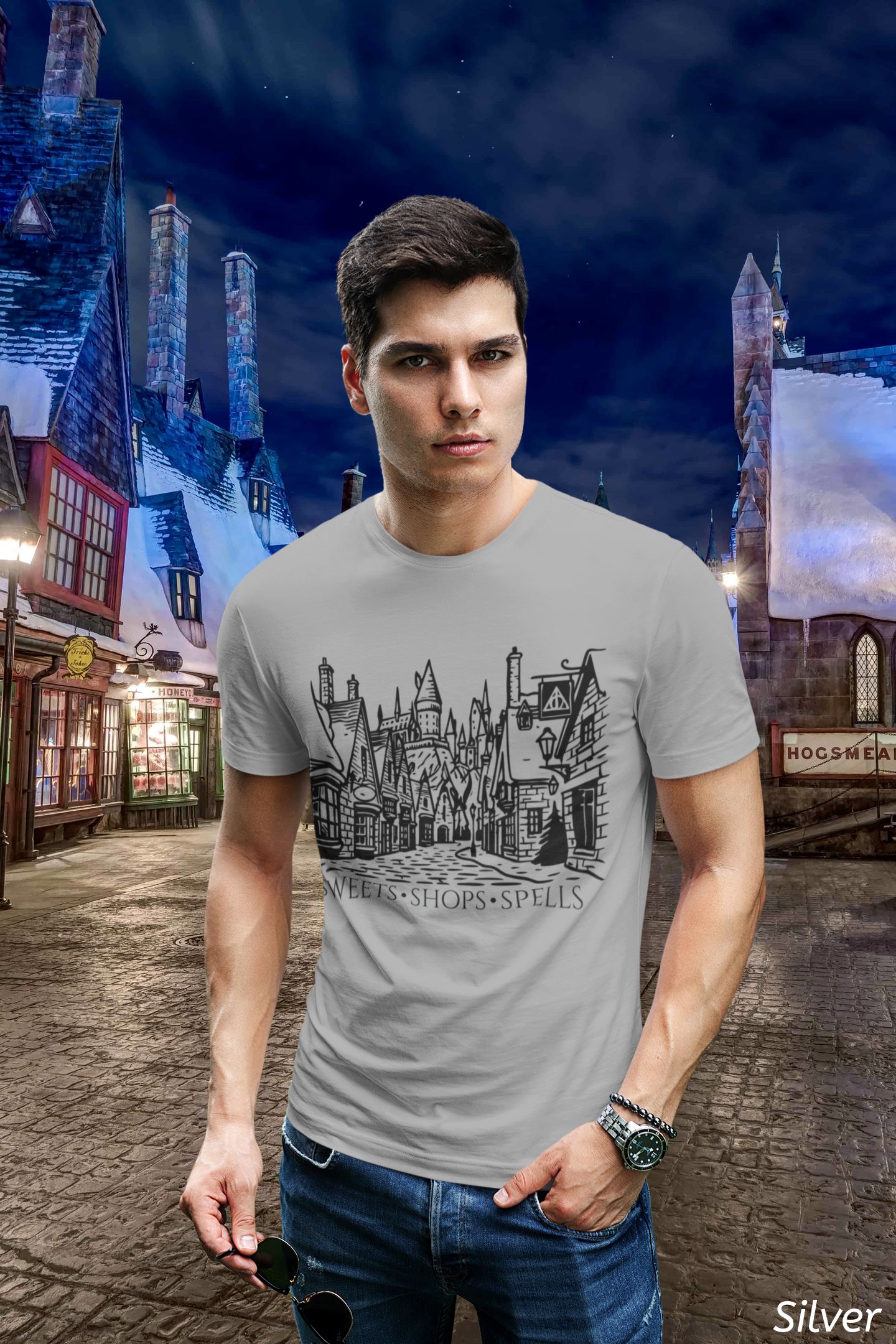 Wizard Village Poster Shirt- Sweets Shops Spells Tee