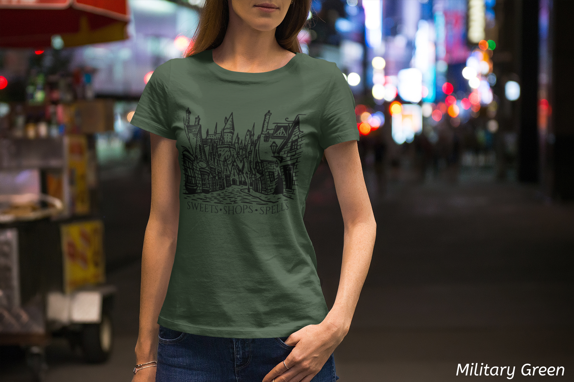 Wizard Village Poster Shirt- Sweets Shops Spells Tee