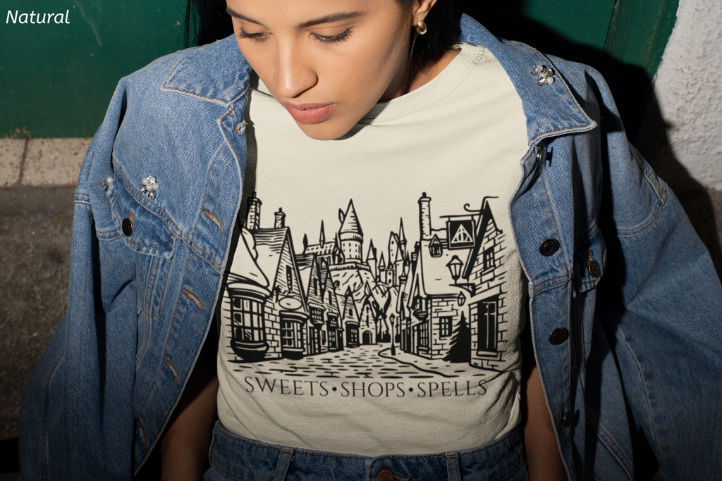Wizard Village Poster Shirt- Sweets Shops Spells Tee