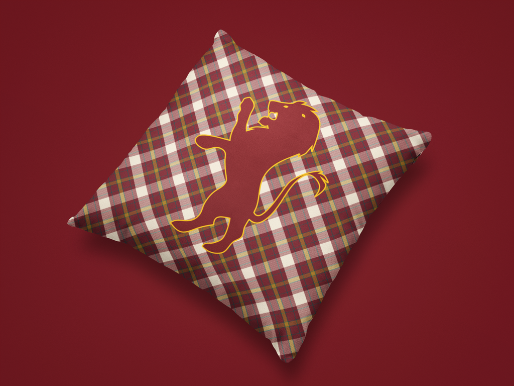 Lion House Plaid Pillow- Bravery Never Sleeps- Wizardcore Home Decor