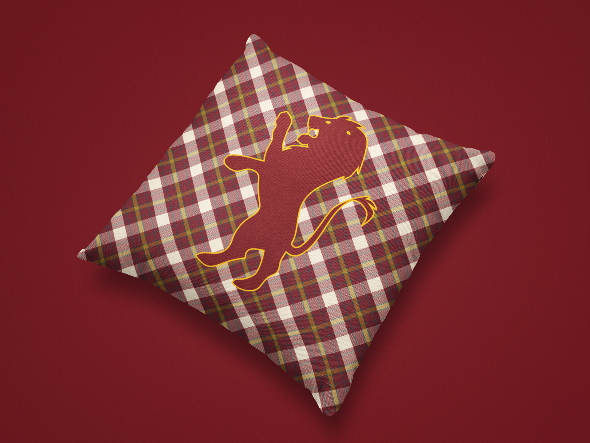 Lion House Plaid Pillow- Bravery Never Sleeps- Wizardcore Home Decor