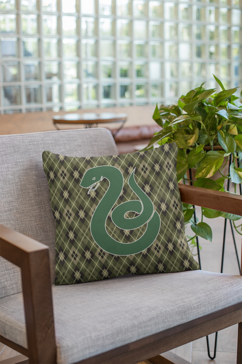 Serpent House Argyle Pillow- Ambition Never Rests- Wizardcore Throw Pillow