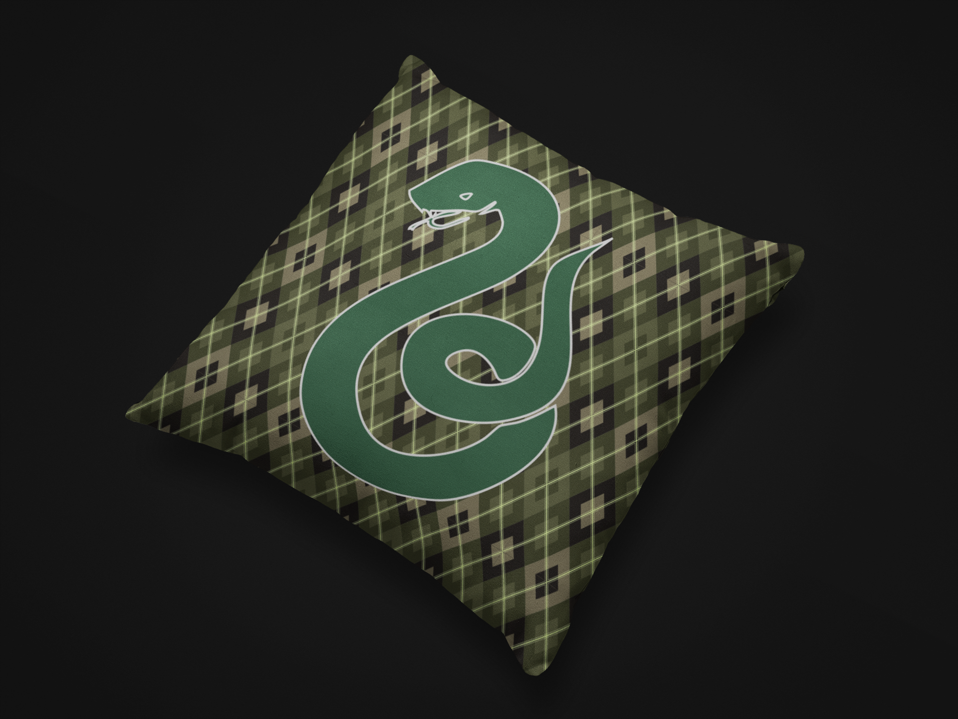 Serpent House Argyle Pillow- Ambition Never Rests- Wizardcore Throw Pillow