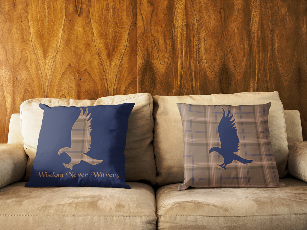 Raven House Plaid Pillow- Wisdom Never Wavers- Wizardcore Throw Pillow