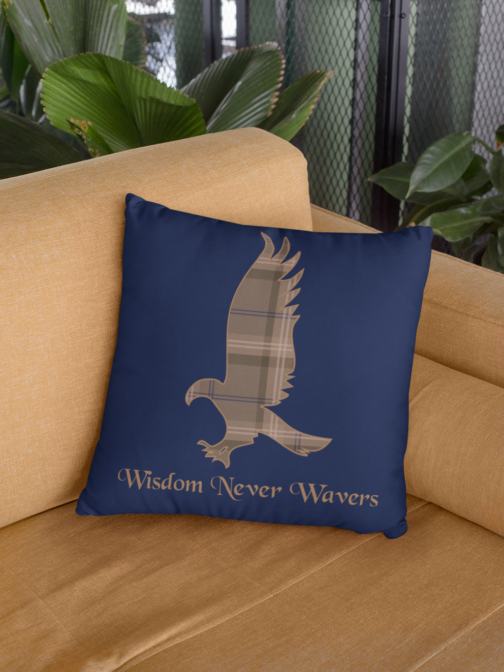 Raven House Plaid Pillow- Wisdom Never Wavers- Wizardcore Throw Pillow