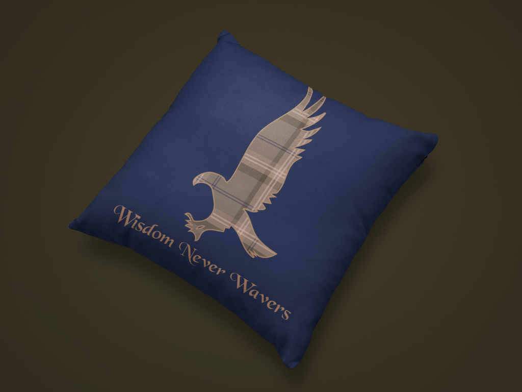 Raven House Plaid Pillow- Wisdom Never Wavers- Wizardcore Throw Pillow