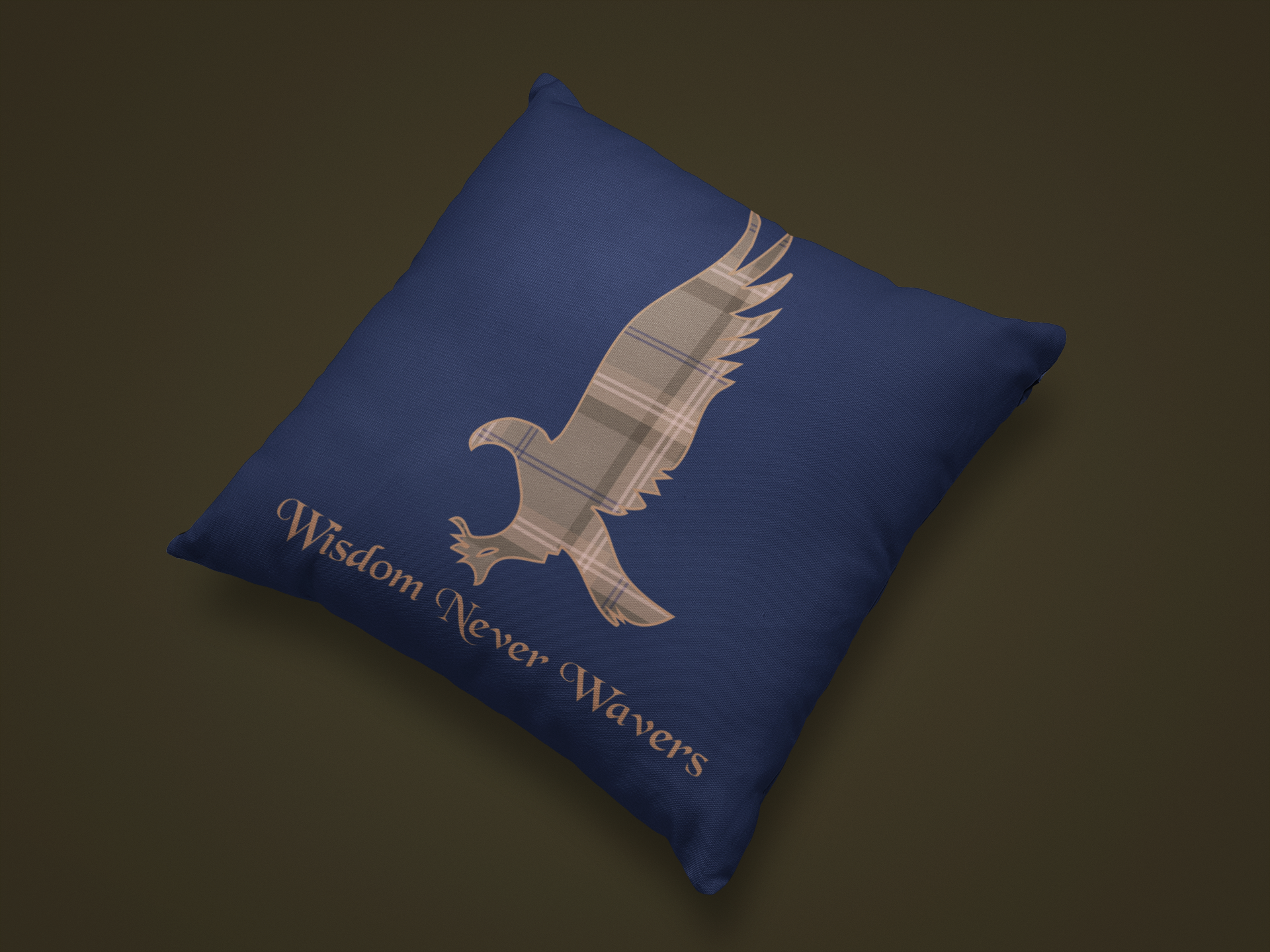 Raven House Plaid Pillow- Wisdom Never Wavers- Wizardcore Throw Pillow