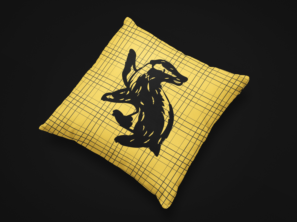 Badger House Plaid Pillow- Loyalty Never Falters- Wizardcore Throw Pillow
