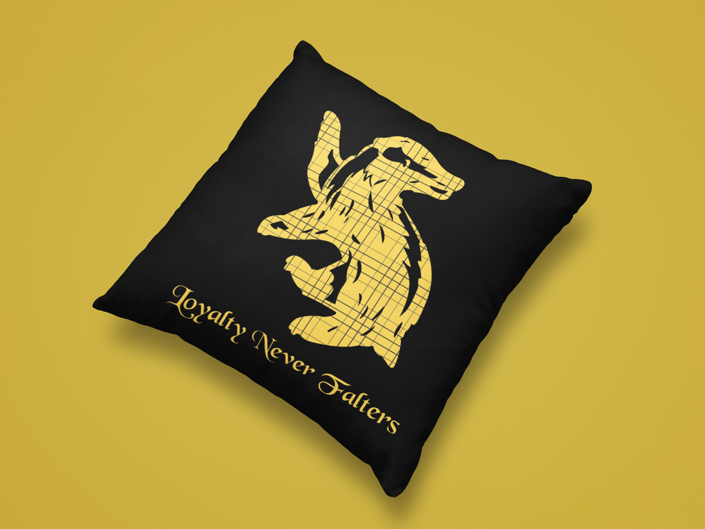 Badger House Plaid Pillow- Loyalty Never Falters- Wizardcore Throw Pillow