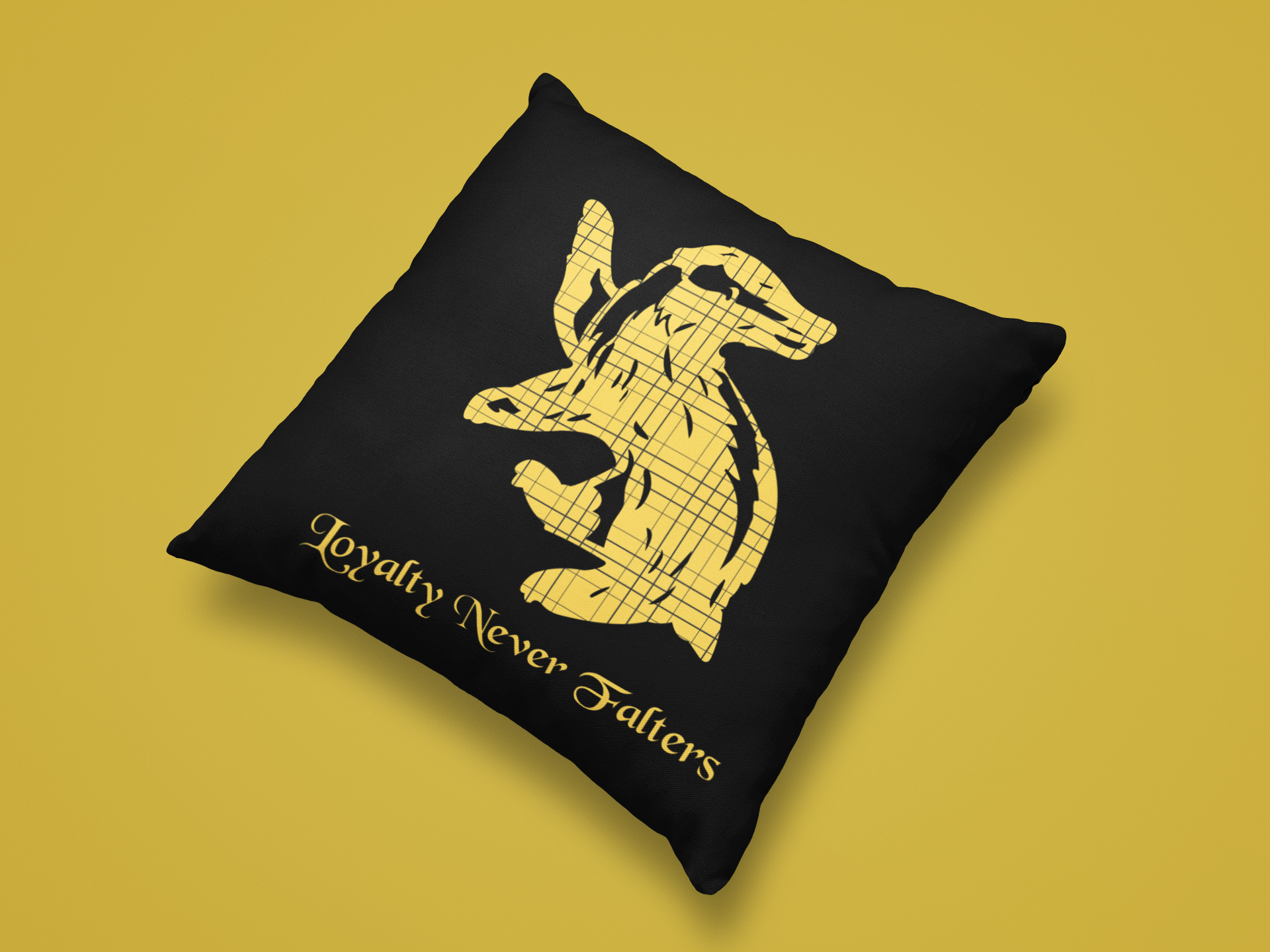 Badger House Plaid Pillow- Loyalty Never Falters- Wizardcore Throw Pillow