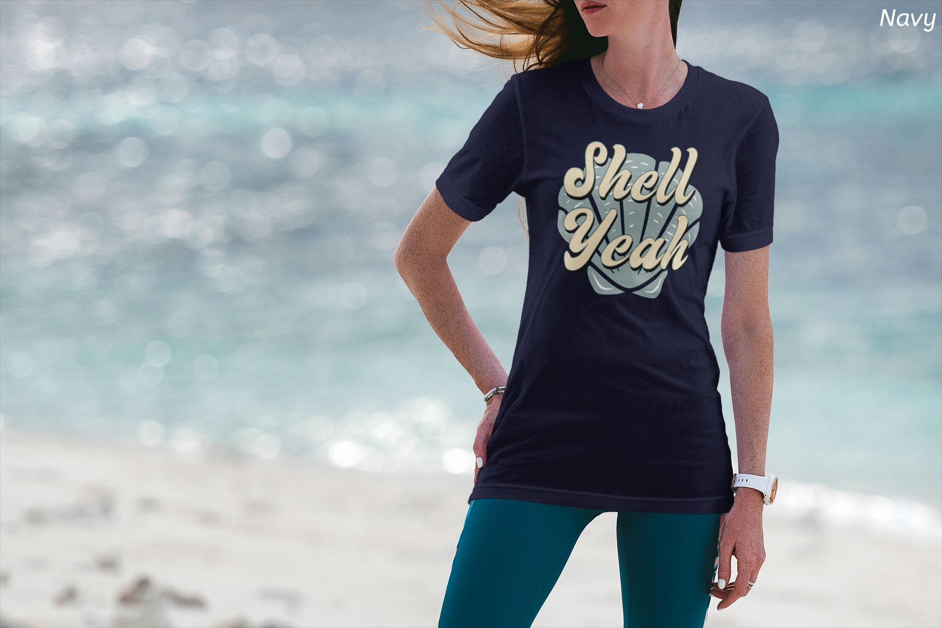 Shell Yeah Tee- Retro Seashell Beach Shirt